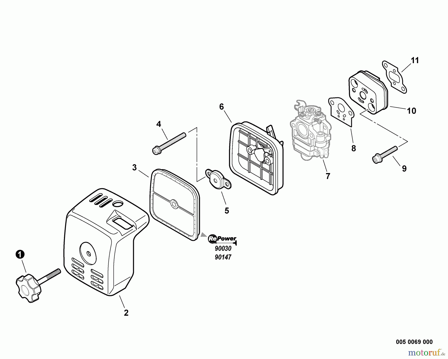  Echo Trimmer, Faden / Bürste SRM-260S - Echo String Trimmer, S/N:03001001 - 03999999 Intake