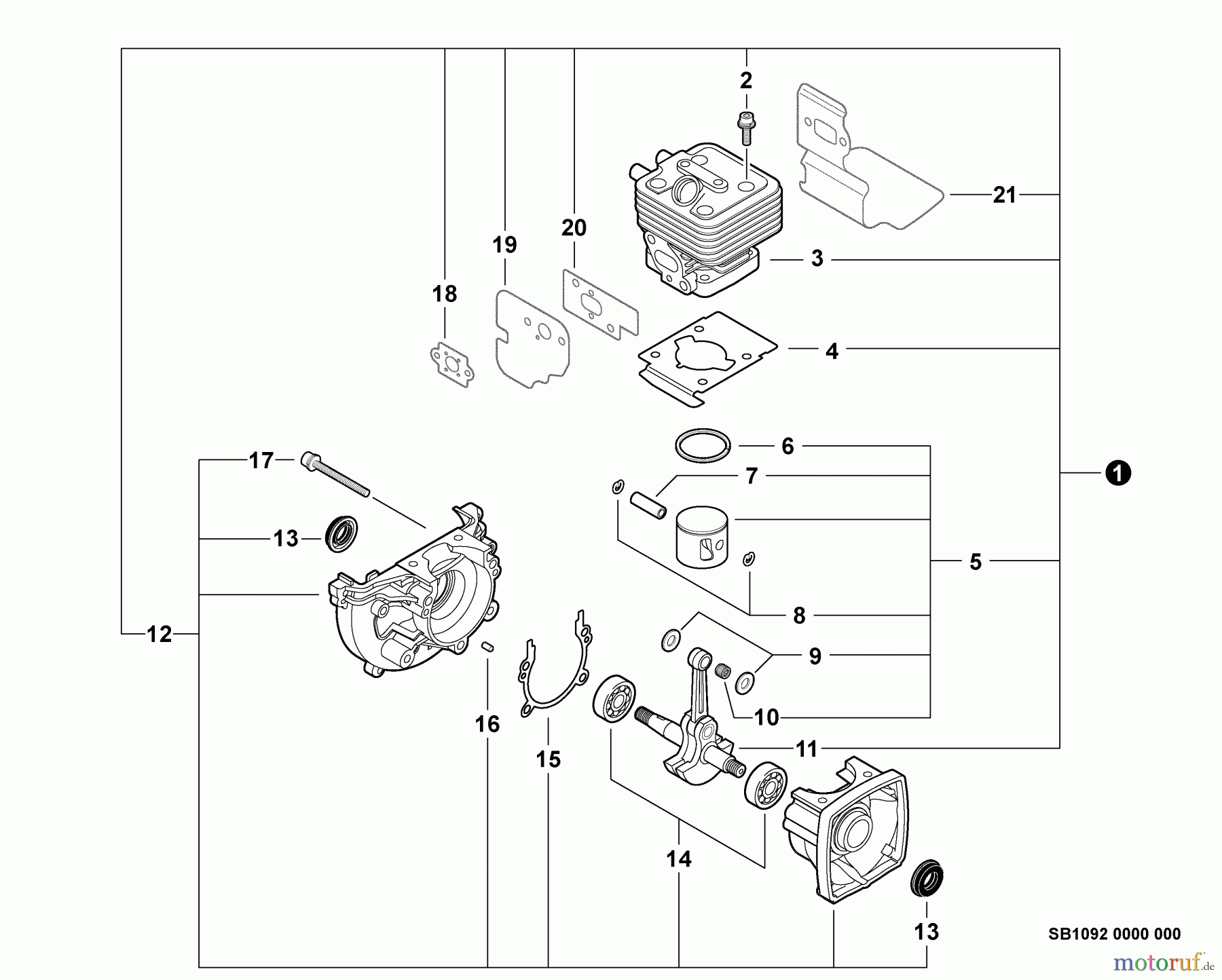 Echo Bläser / Sauger / Häcksler / Mulchgeräte	 PB-255LN - Echo Blower/Vacuums, S/N: P35213001001 - P35213999999 Engine, Short Block -- SB1092