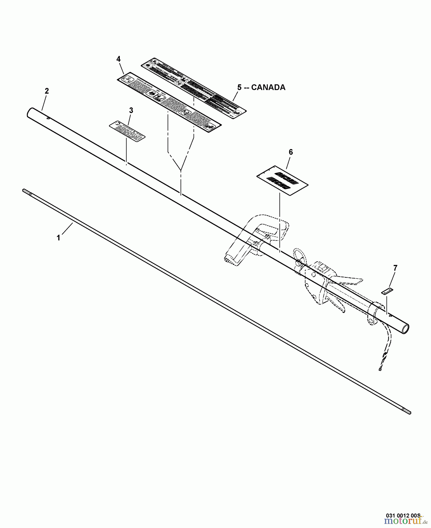  Echo Trimmer, Faden / Bürste SRM-311S - Echo String Trimmer, S/N:S74512001001 - S74512999999 Main Pipe Assembly, Solid Driveshaft