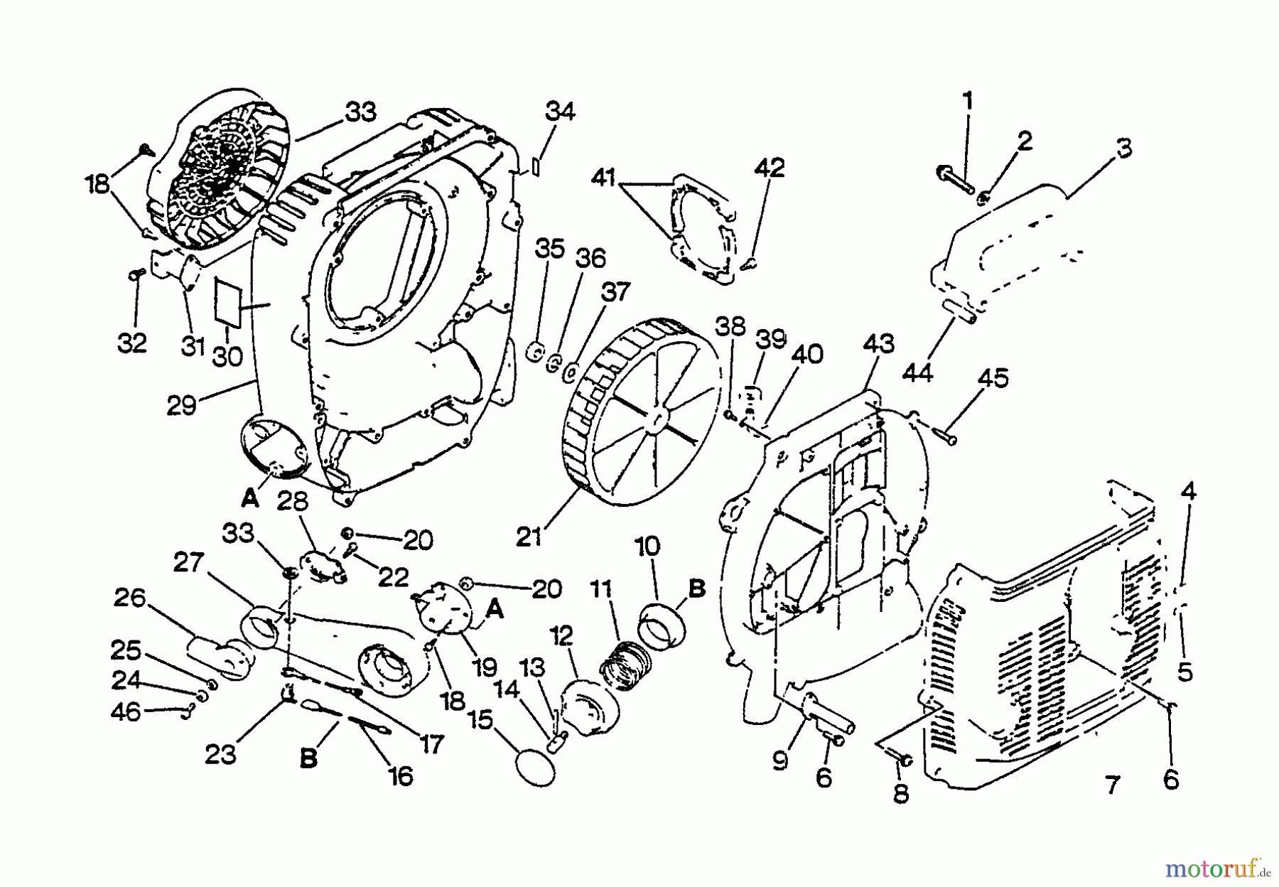  Echo Bläser / Sauger / Häcksler / Mulchgeräte	 PB-4500 - Echo Back Pack Blower, S/N 0034076 - 9999999 Fan, Housings, Throttle, Handles