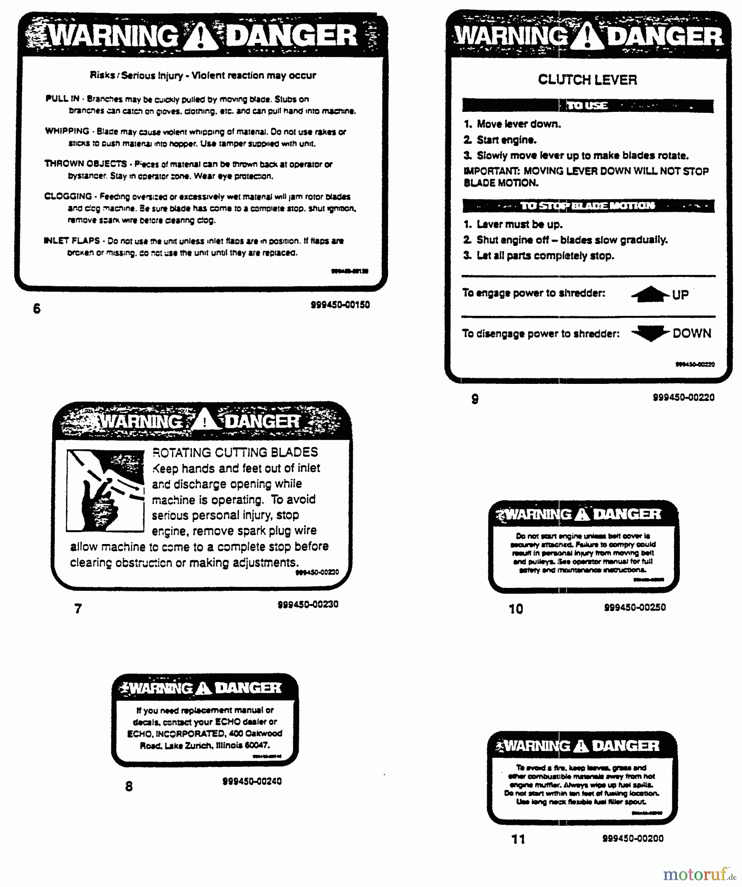  Echo Bläser / Sauger / Häcksler / Mulchgeräte	 SH-5000 - Echo Chipper/Shredder, 1991-1992 Models Decals Part 2