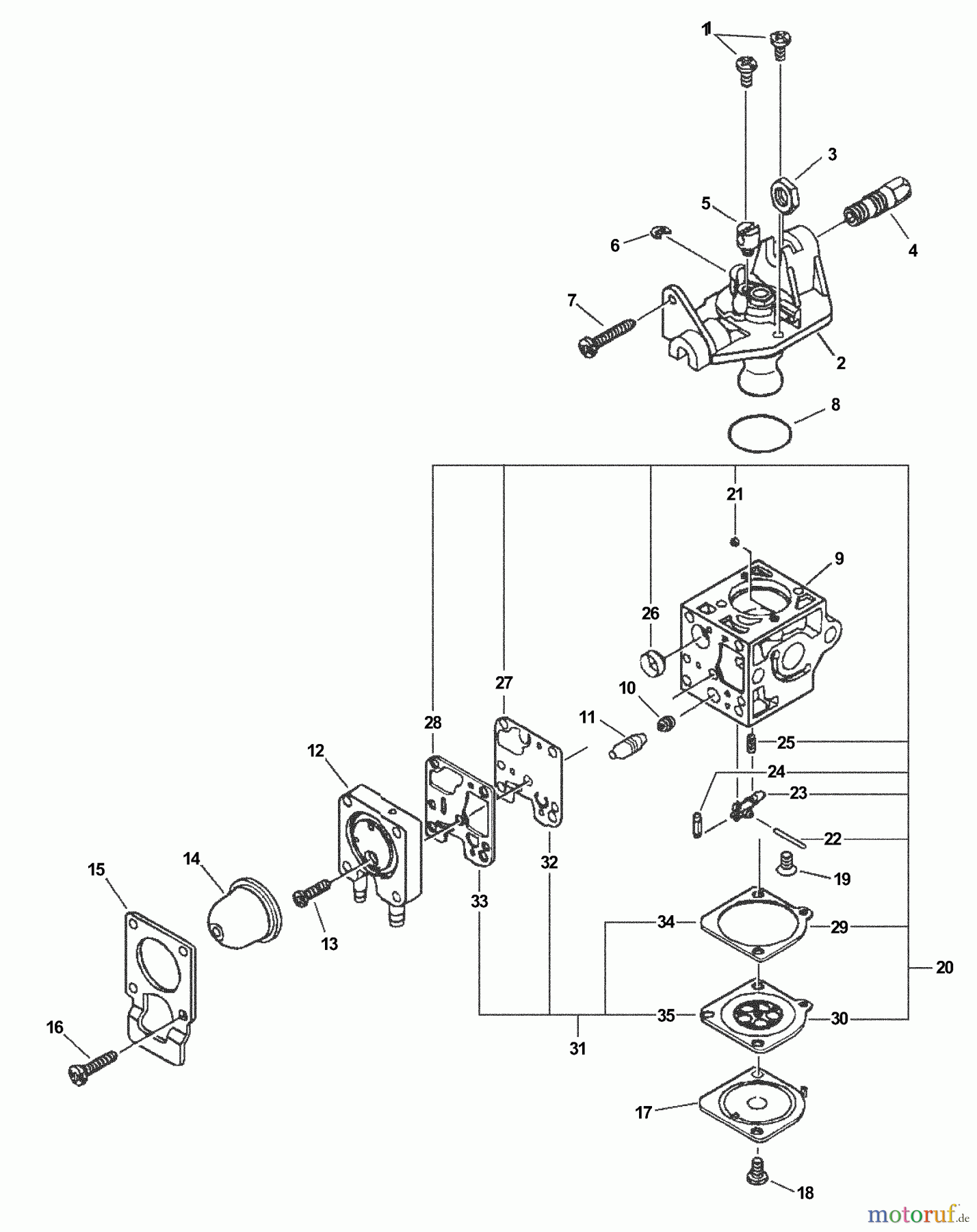  Echo Bläser / Sauger / Häcksler / Mulchgeräte	 ES-231 - Echo Shredder/Vacuum, S/N: 06001001 - 06999999 Carburetor -- RB-K67B  S/N: 06001001 - 06001247