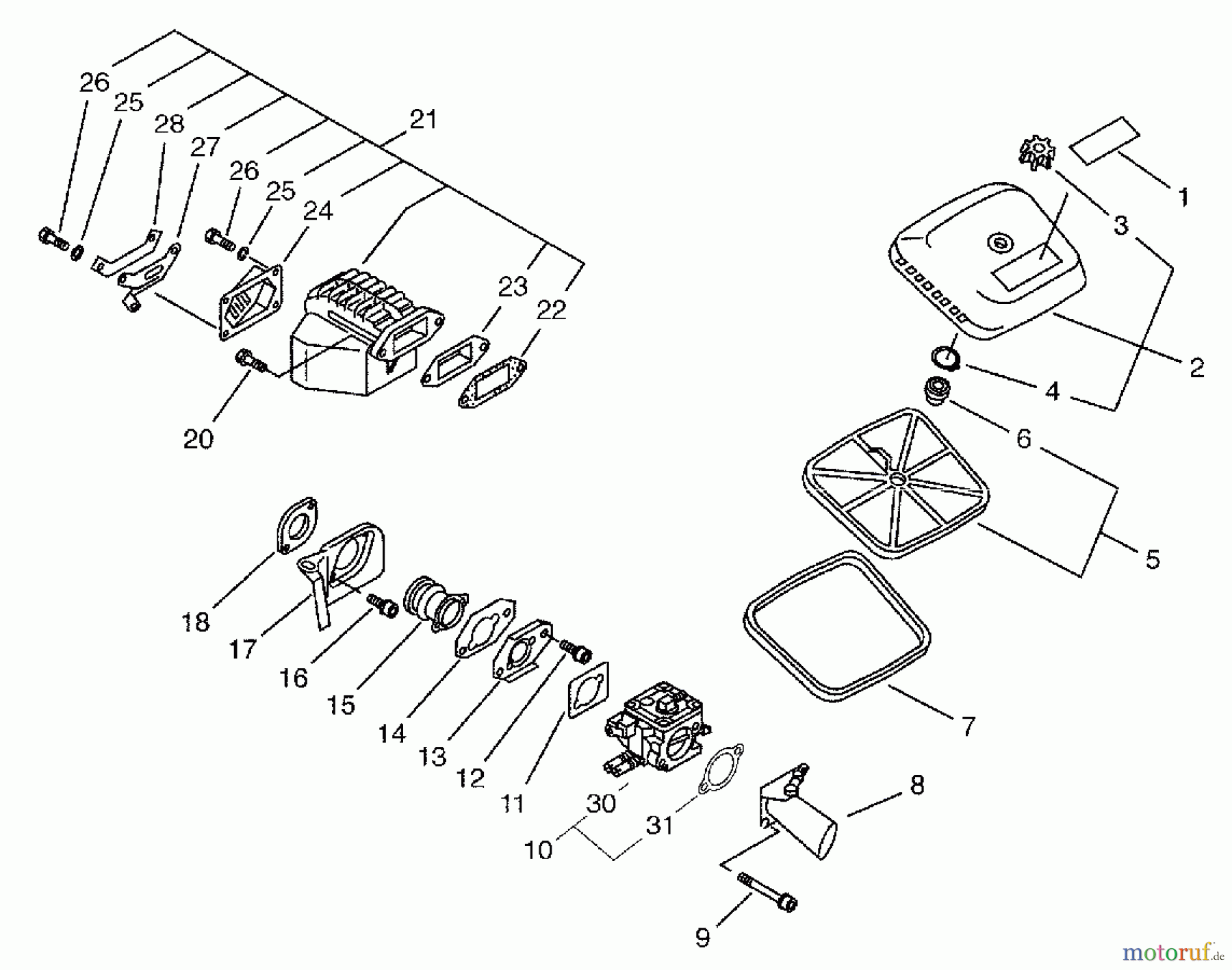  Echo Sägen, Kettensägen CS-1201 - Echo Chainsaw, Air Cleaner, Carburetor, Muffler