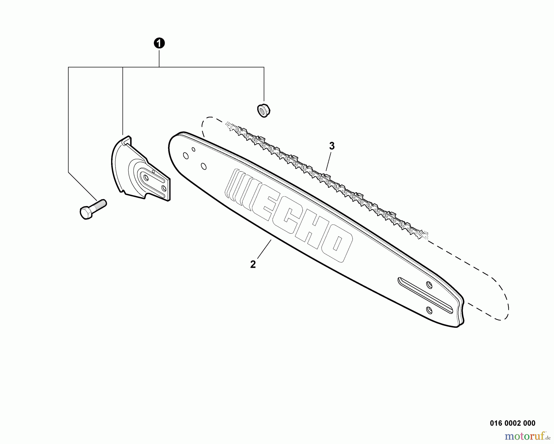  Echo Sägen, Kettensägen CS-360T - Echo Chainsaw, S/N: C04412001001 - C04412999999 Standard Guide Bar, Saw Chain, Kick Guard