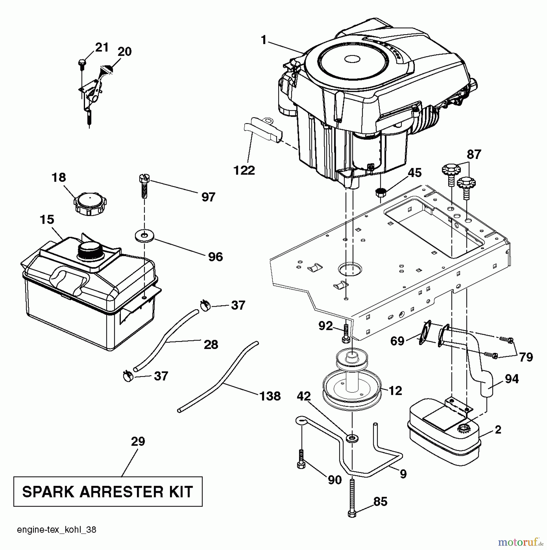  Husqvarna Rasen und Garten Traktoren YTA 19K42 (96043013901) - Husqvarna Yard Tractor (2012-10 & After) ENGINE