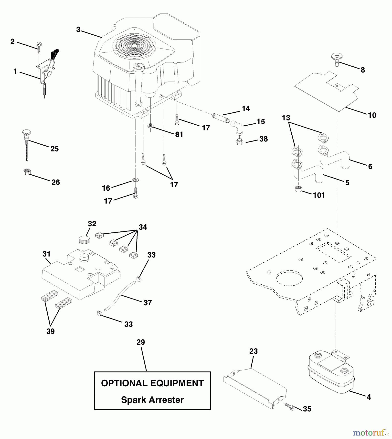  Husqvarna Rasen und Garten Traktoren YTH 180 (954140010F) - Husqvarna Yard Tractor (1998-07 to 1998-07) Engine