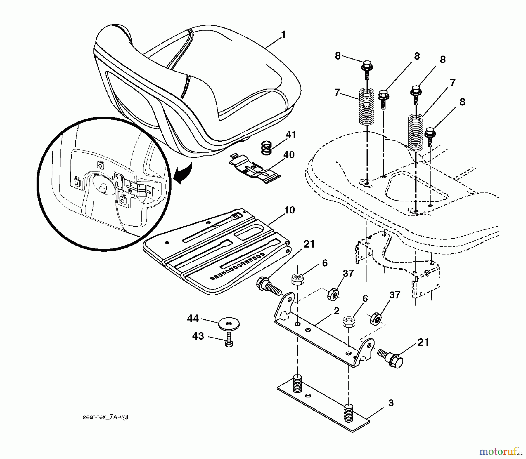  Husqvarna Rasen und Garten Traktoren YTH 184 T (96041034300) - Husqvarna Yard Tractor (2013-06) SEAT