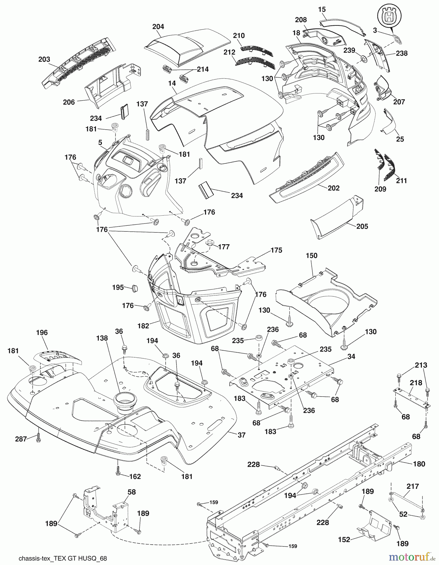  Husqvarna Rasen und Garten Traktoren YTH 21K46 (96045002100) - Husqvarna Yard Tractor (2009-08 & After) Chassis