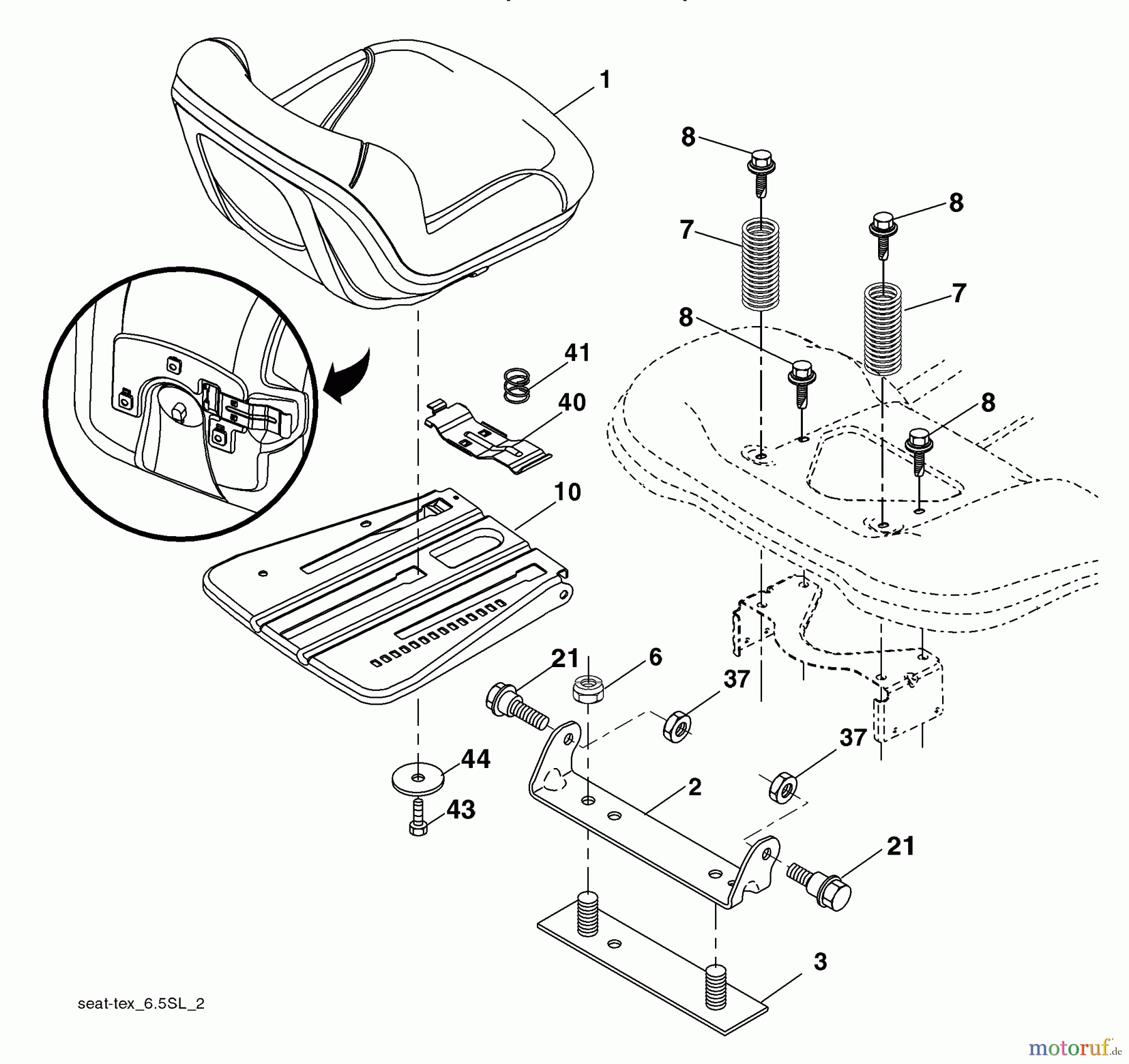 Husqvarna Rasen und Garten Traktoren YTH 2348 (96045000502) - Husqvarna Yard Tractor (2008-04 & After) Seat Assembly