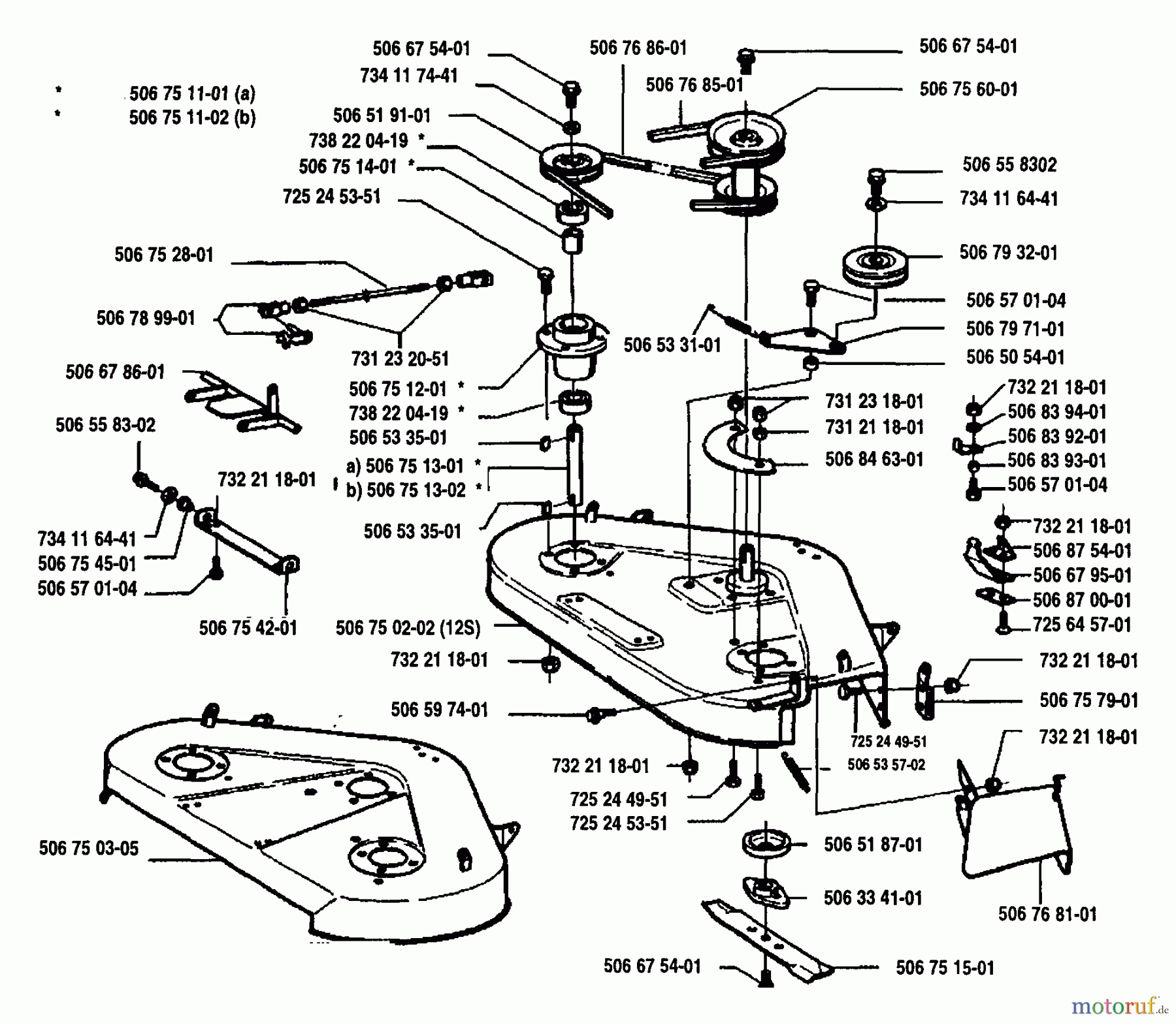  Husqvarna Reitermäher, Motor hinten Rider 970 5 K - Husqvarna Swedish Rider (1993-05 & After) Blade Assembly