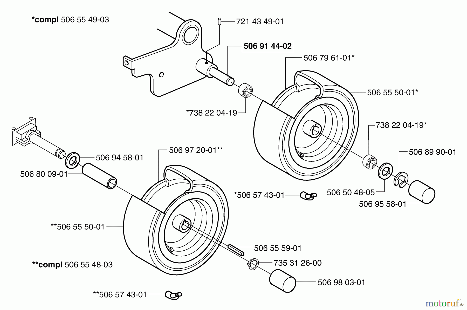  Husqvarna Reitermäher, Motor hinten Rider Pro 15 - Husqvarna Rear-Engine Rider (2003-01 & After) Wheels/Tires