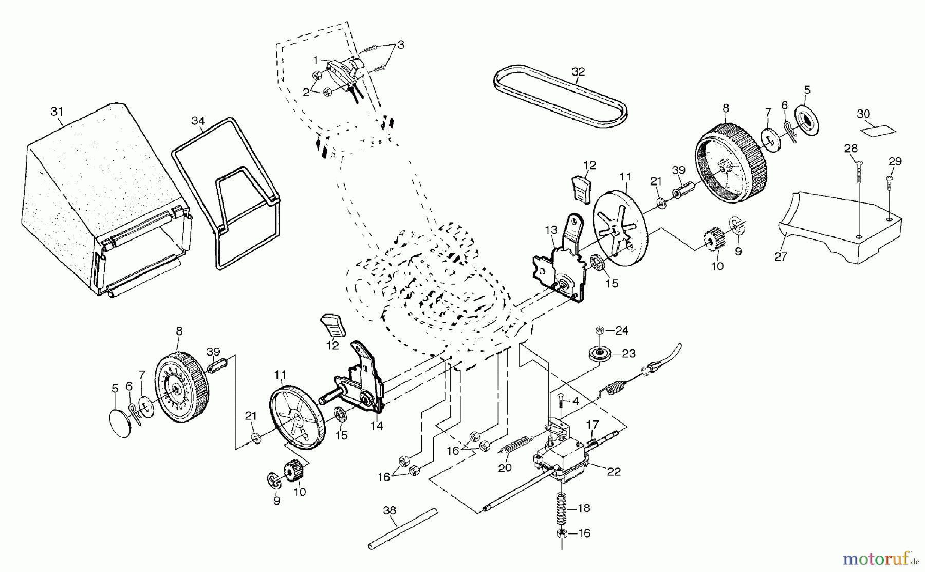  Husqvarna Rasenmäher 56 SF (954066101B) - Husqvarna Walk-Behind Mower (1995-04 & After) Drive Assembly