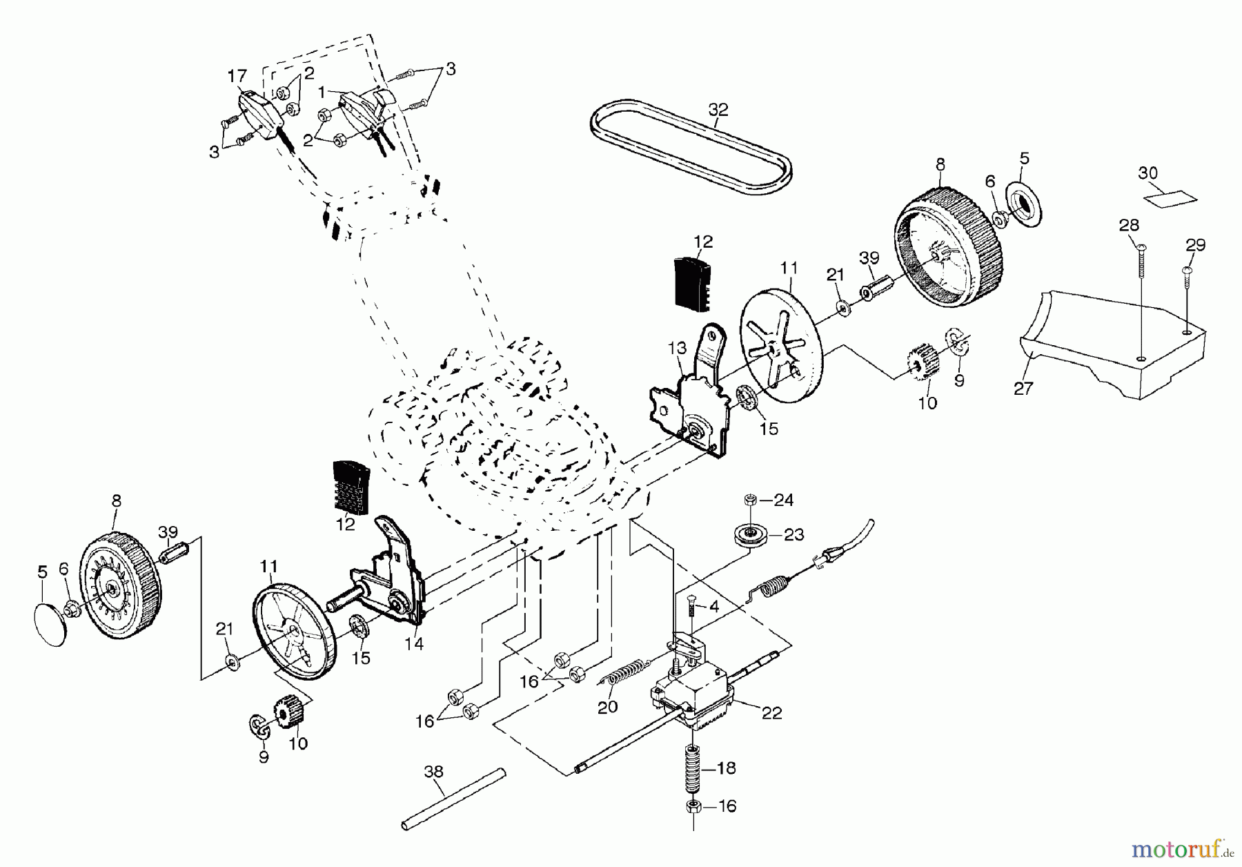  Husqvarna Rasenmäher 56 SFE (954065401C) - Husqvarna Walk-Behind Mower (1995-04 & After) Drive Assembly