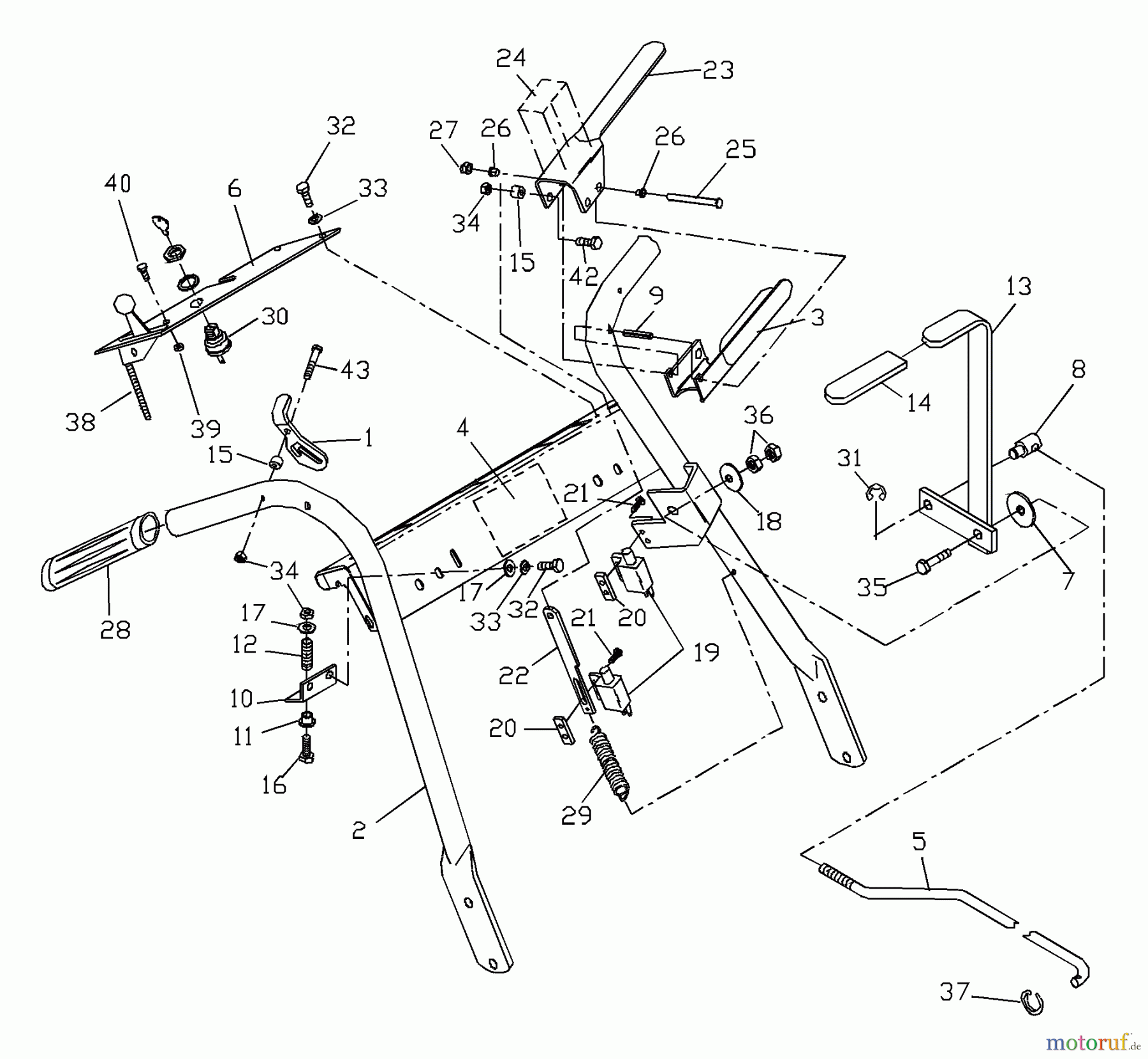  Husqvarna Rasenmäher für Großflächen WH 4817A (968999106) - Husqvarna Wide-Area Walk-Behind Mower (2001-02 & After) Handle Assembly