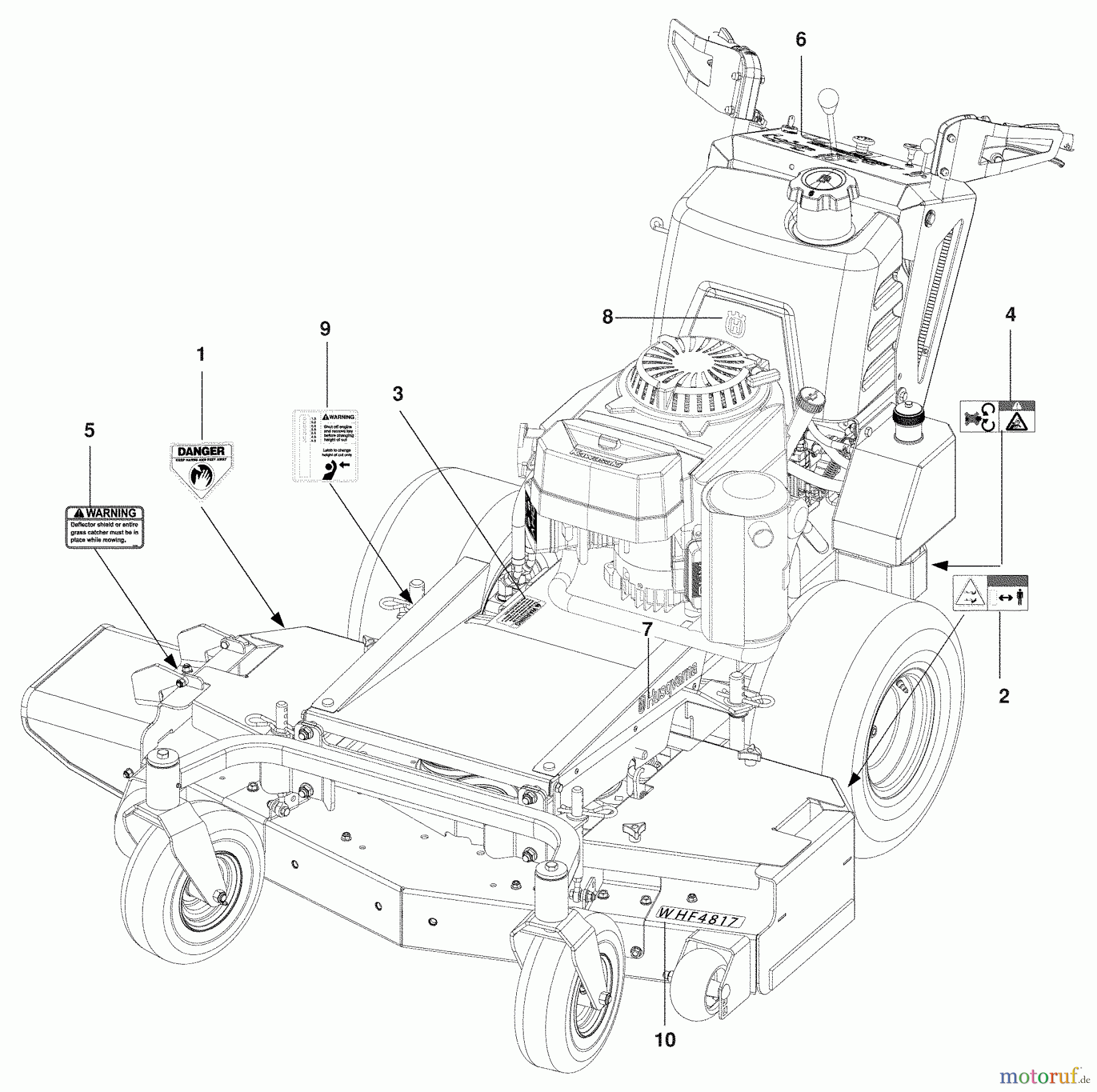  Husqvarna Rasenmäher für Großflächen WHF 4817 (966947005) - Husqvarna Wide-Area Walk-Behind Mower (2009-09 & After) Decals