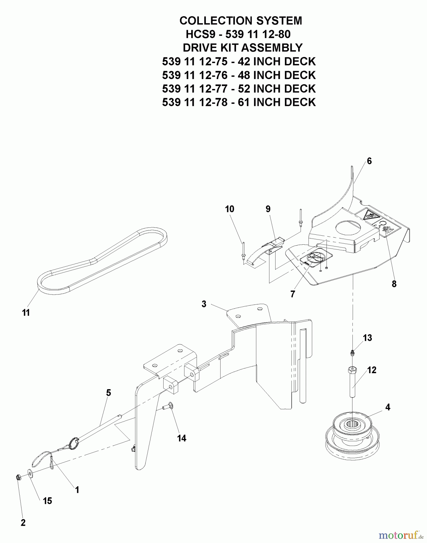  Husqvarna Nullwendekreismäher, Zero-Turn iZ 4217 TSKAA (968999254) - Husqvarna Zero-Turn Mower (2006-08 to 2007-03) Accessories (HCS9 Collection System - Drive Kit Assembly)