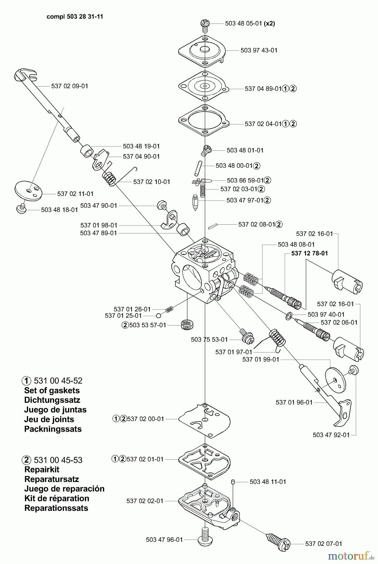  Husqvarna Kantenschneider 326 EX - Husqvarna Handheld Edger (E-TECH 2) (2001-03 to 2002-01) Carburetor Parts