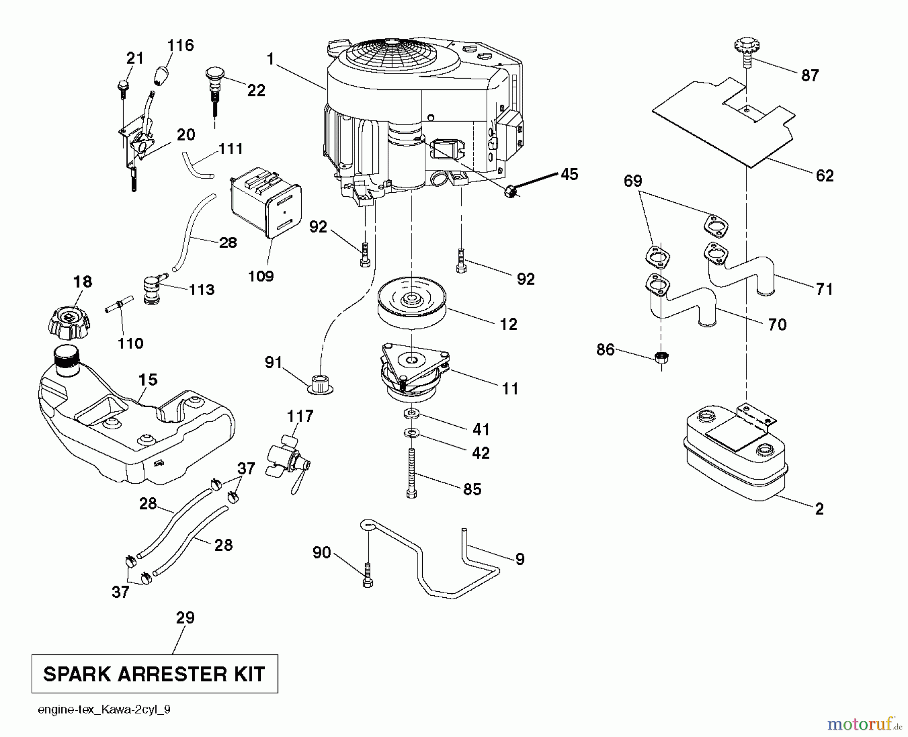  Husqvarna Rasen und Garten Traktoren GT 52XLS (96043016001) - Husqvarna Garden Tractor (2013-09) ENGINE