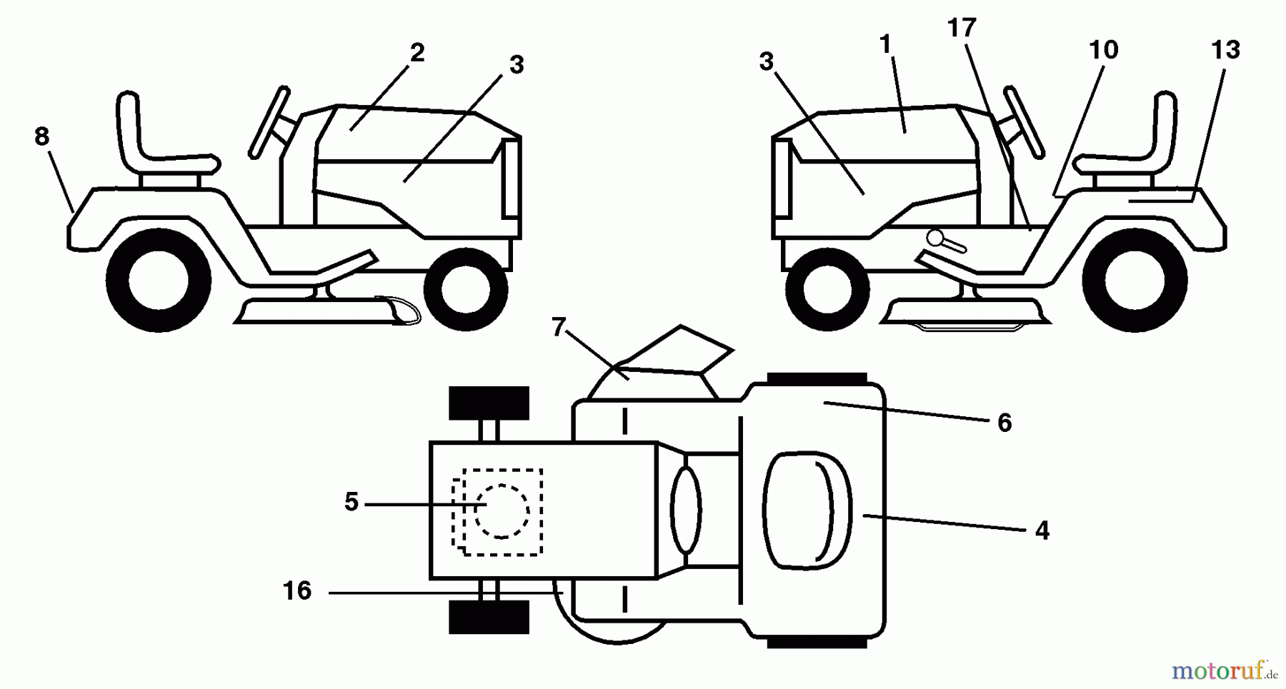  Husqvarna Rasen und Garten Traktoren LR 121 (954140001B) - Husqvarna Lawn Tractor (1997-12 & After) Decals