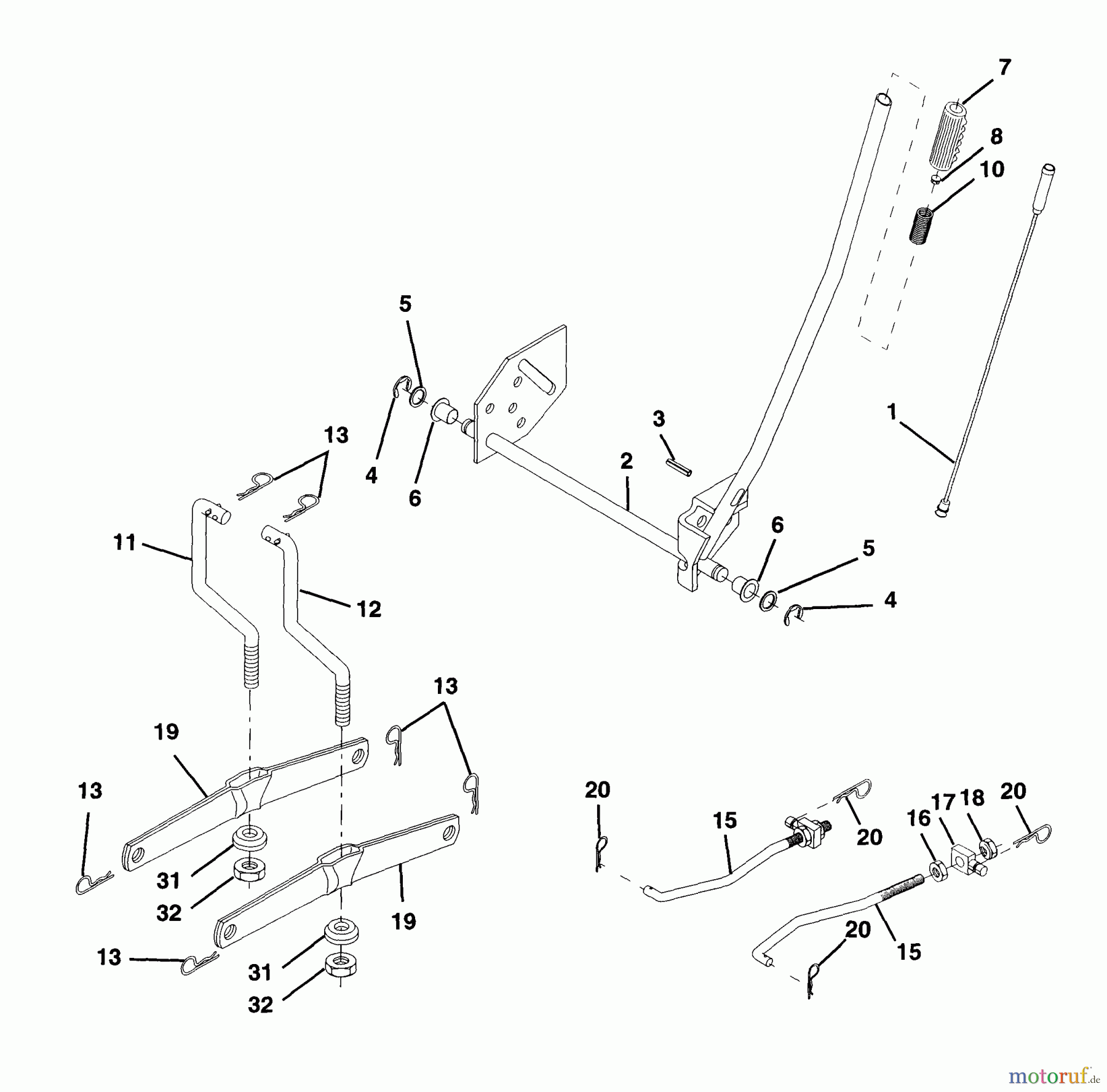  Husqvarna Rasen und Garten Traktoren LTH 130 (954140005A) - Husqvarna Lawn Tractor (1997-12 & After) Mower Lift