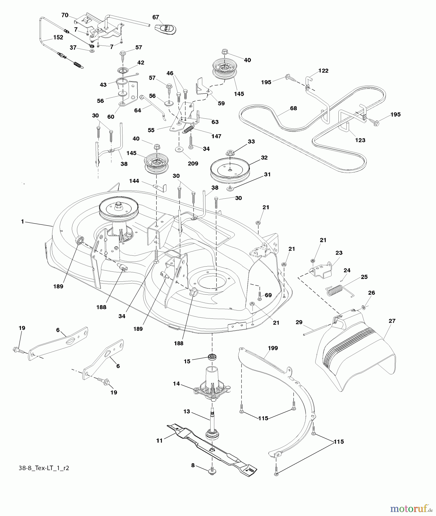  Husqvarna Rasen und Garten Traktoren LTH 1538 (96043003800) - Husqvarna Lawn Tractor (2006-12 & After) Mower Deck