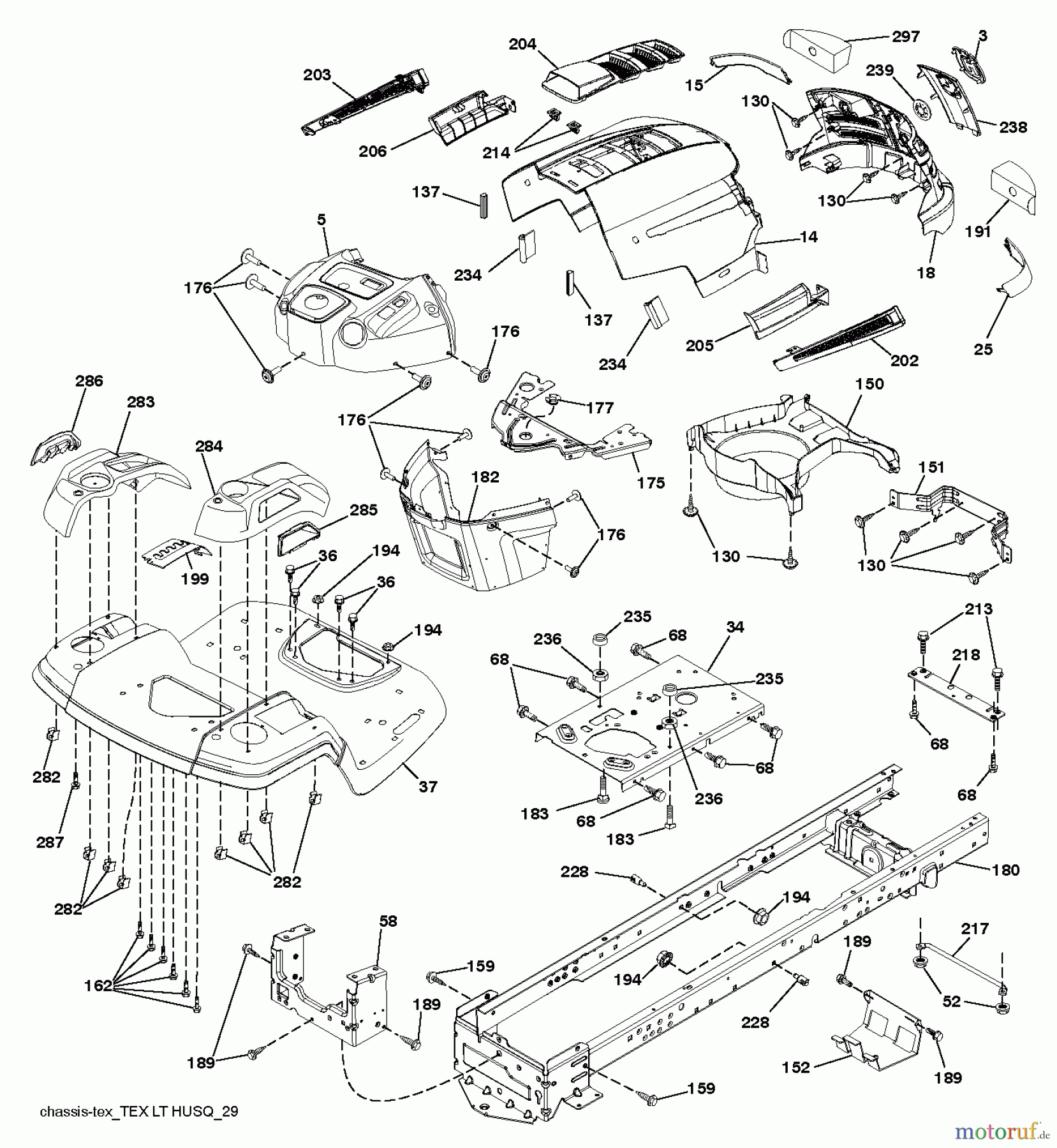  Husqvarna Rasen und Garten Traktoren LTH 19530 (96041016903) - Husqvarna Lawn Tractor (2011-06 & After) CHASSIS ENCLOSURES