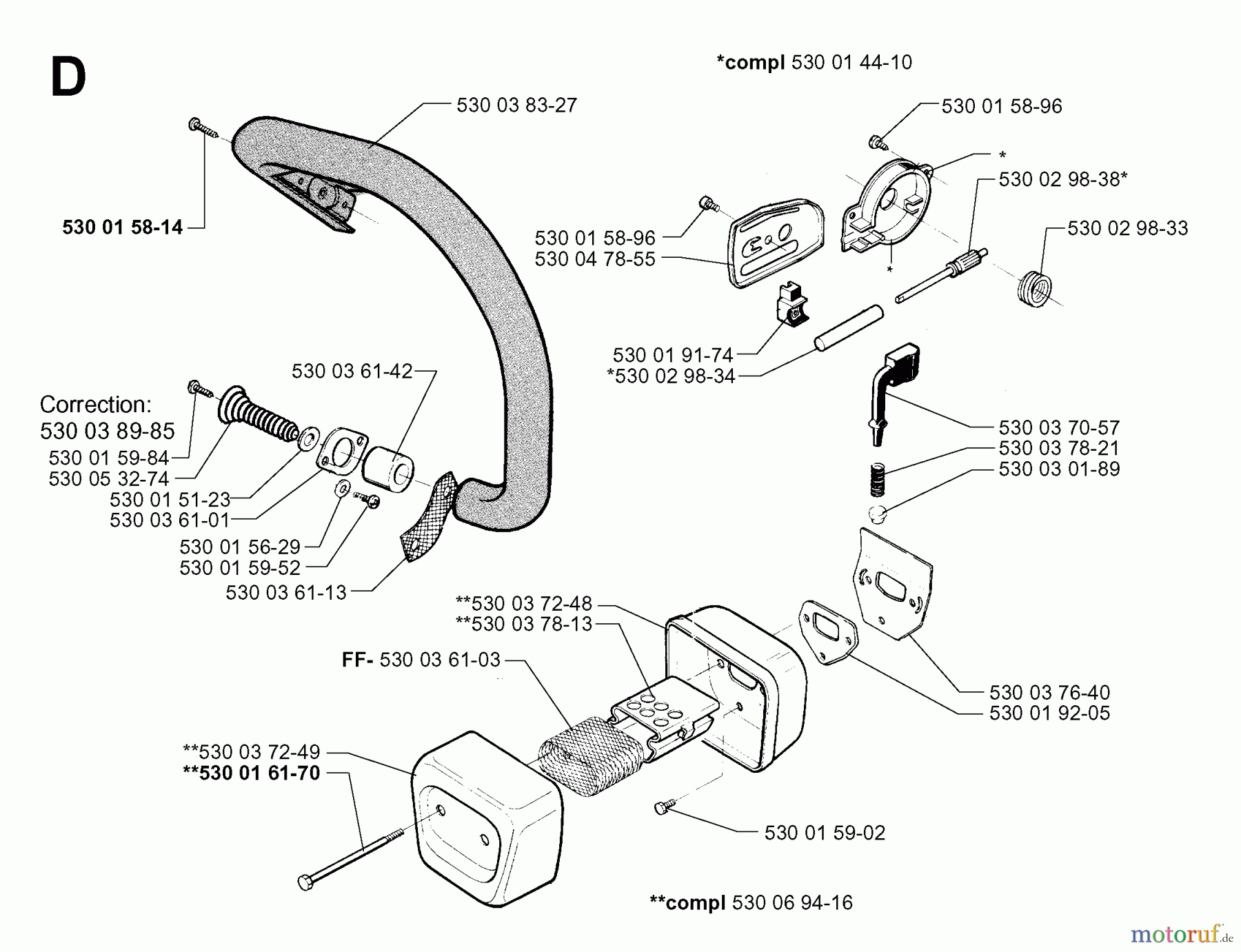  Jonsered Motorsägen 2040 - Jonsered Chainsaw (1998-10) FRONT HANDLE MUFFLER OIL PUMP