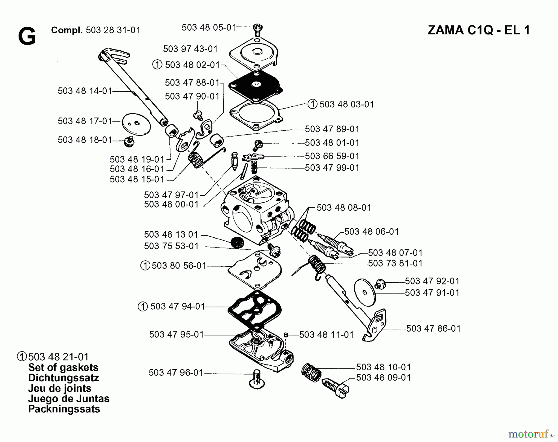  Jonsered Motorsägen 2045 - Jonsered Chainsaw (2001-09) CARBURETOR DETAILS