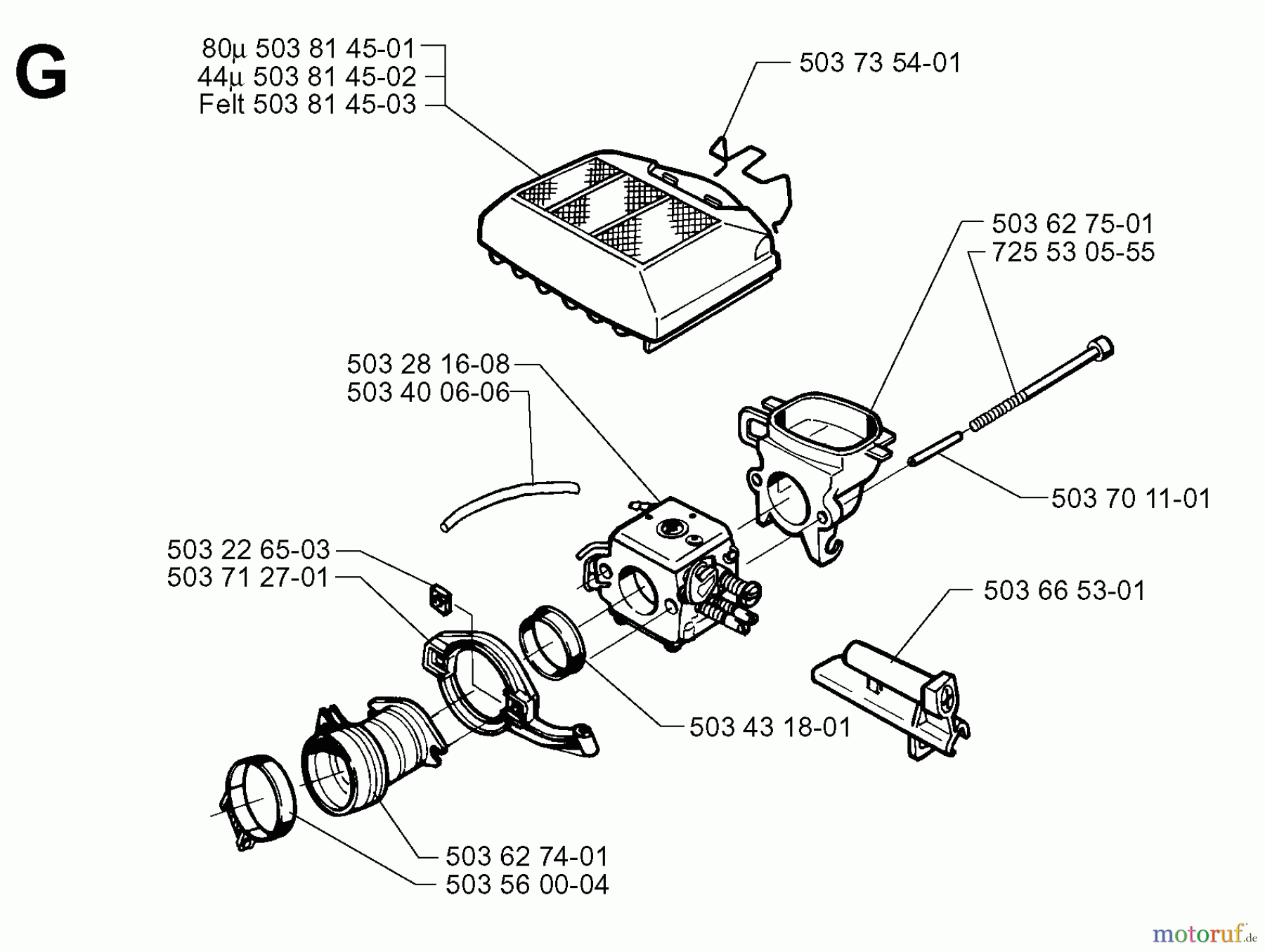  Jonsered Motorsägen 2063 - Jonsered Chainsaw (1997-11) CARBURETOR AIR FILTER