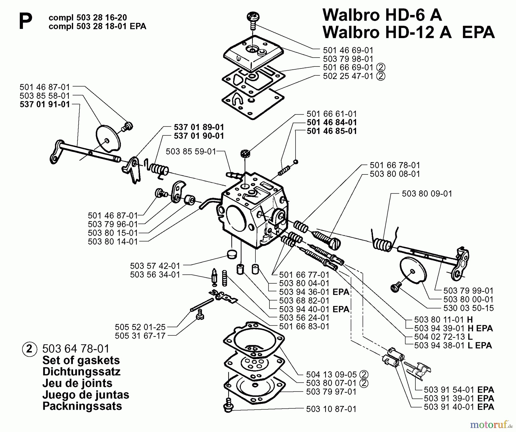  Jonsered Motorsägen 2071 EPA - Jonsered Chainsaw (1999-03) CARBURETOR DETAILS