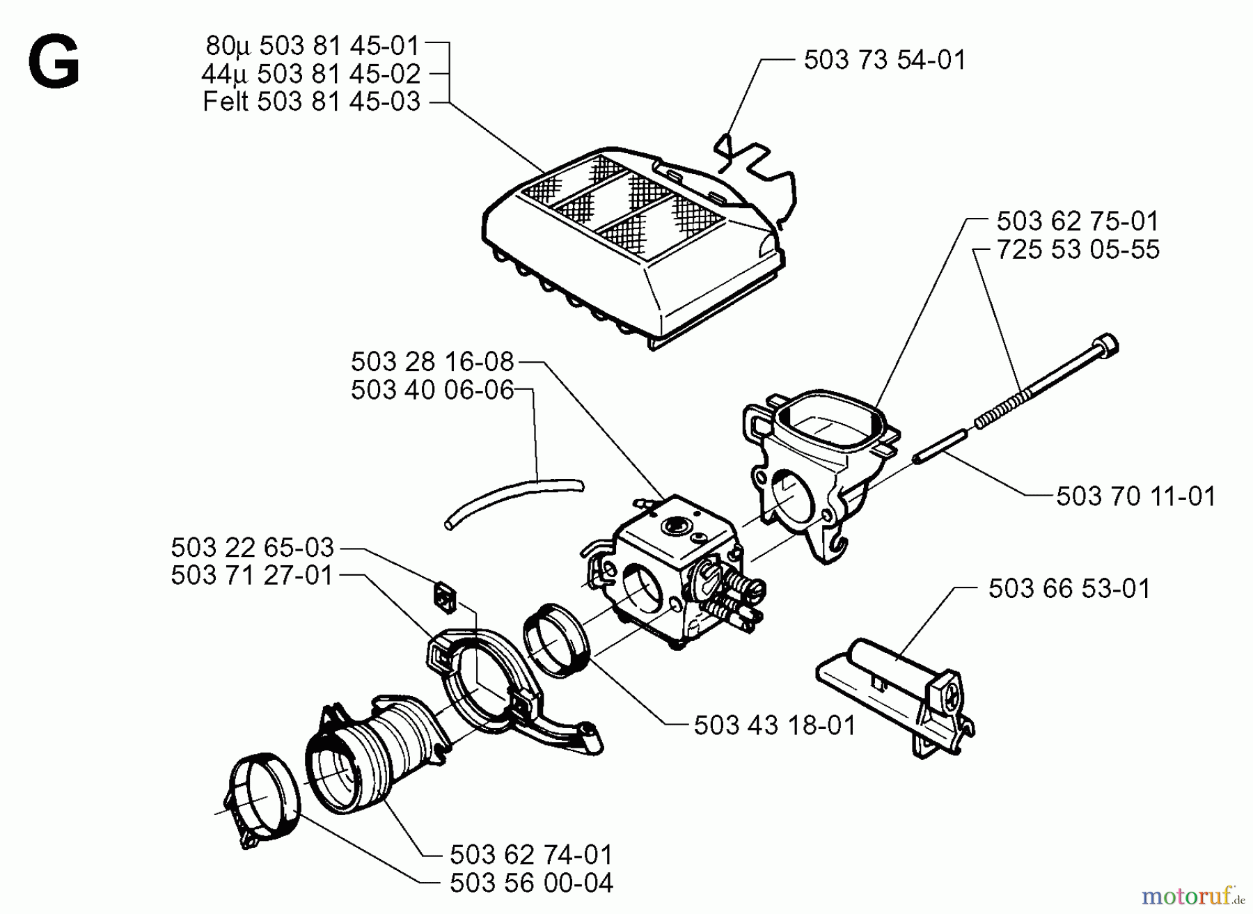  Jonsered Motorsägen 2071 - Jonsered Chainsaw (1997-11) CARBURETOR AIR FILTER