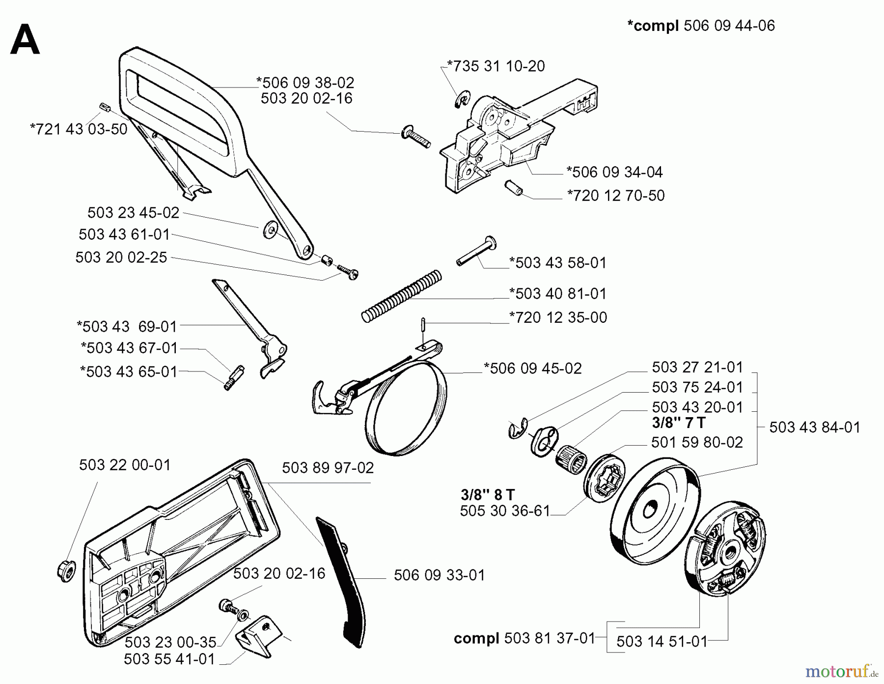  Jonsered Motorsägen 2077 - Jonsered Chainsaw (2001-10) CHAIN BRAKE CLUTCH COVER