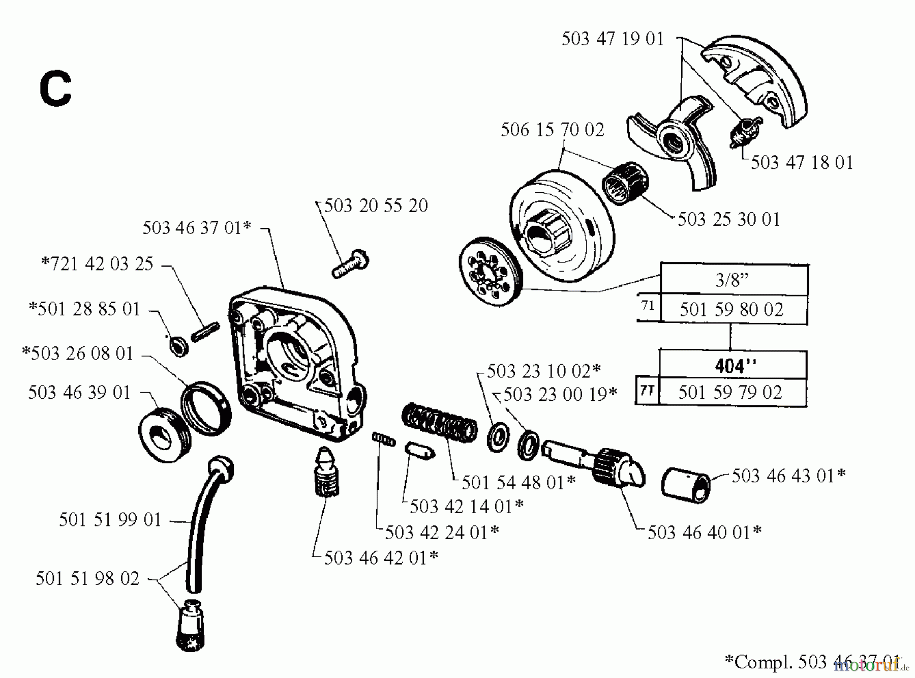  Jonsered Motorsägen 2094 - Jonsered Chainsaw (1991-06) CLUTCH OIL PUMP