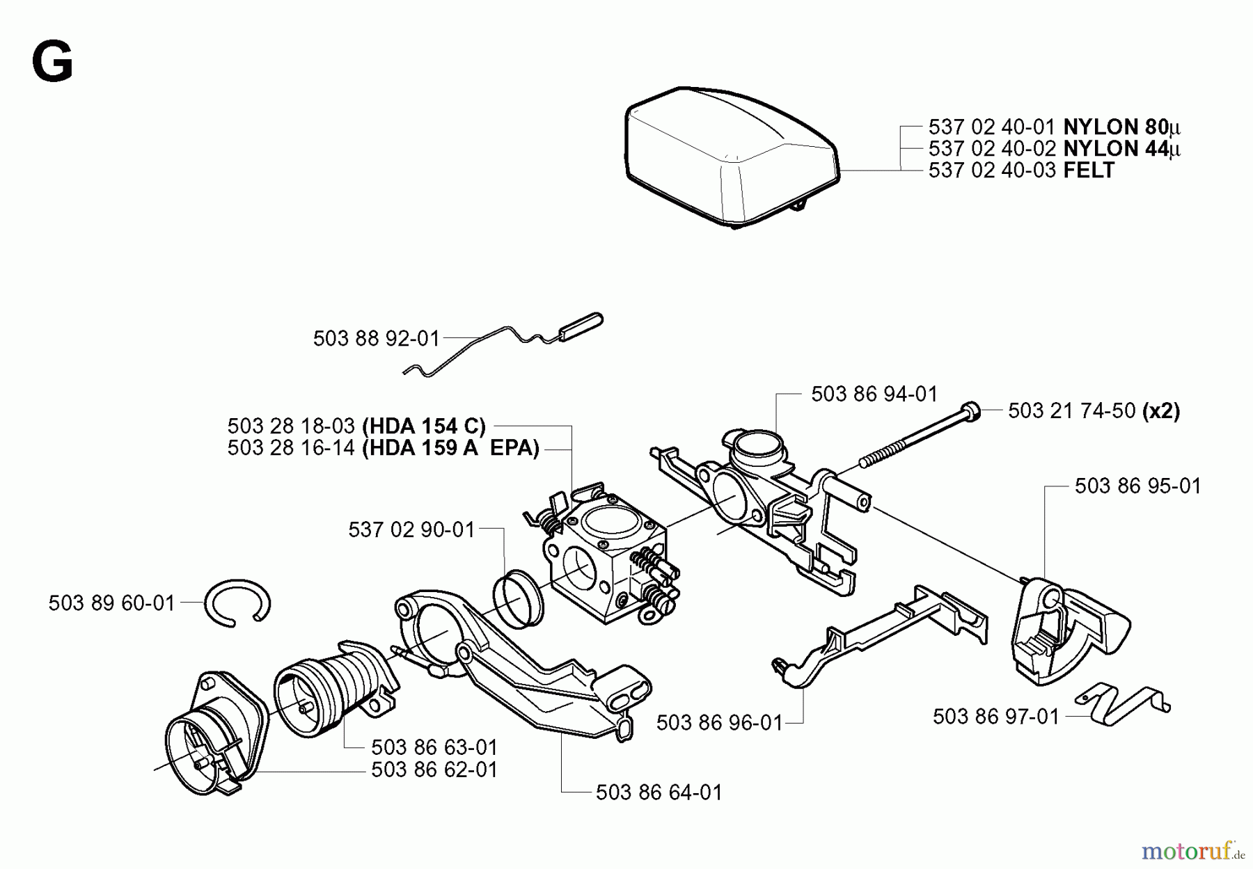  Jonsered Motorsägen 2141 - Jonsered Chainsaw (2001-09) CARBURETOR AIR FILTER