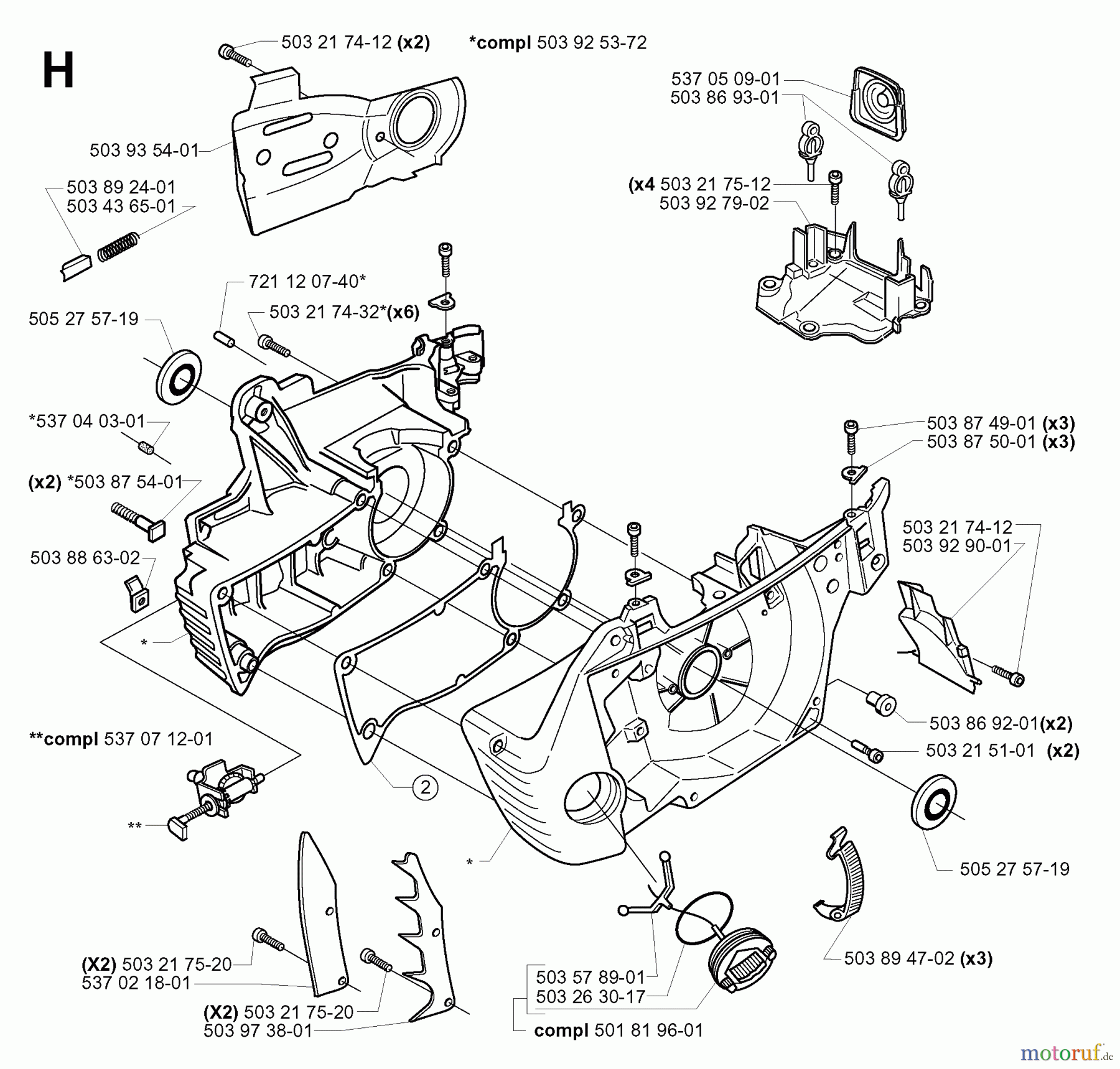  Jonsered Motorsägen 2159 - Jonsered Chainsaw (2001-07) CRANKCASE