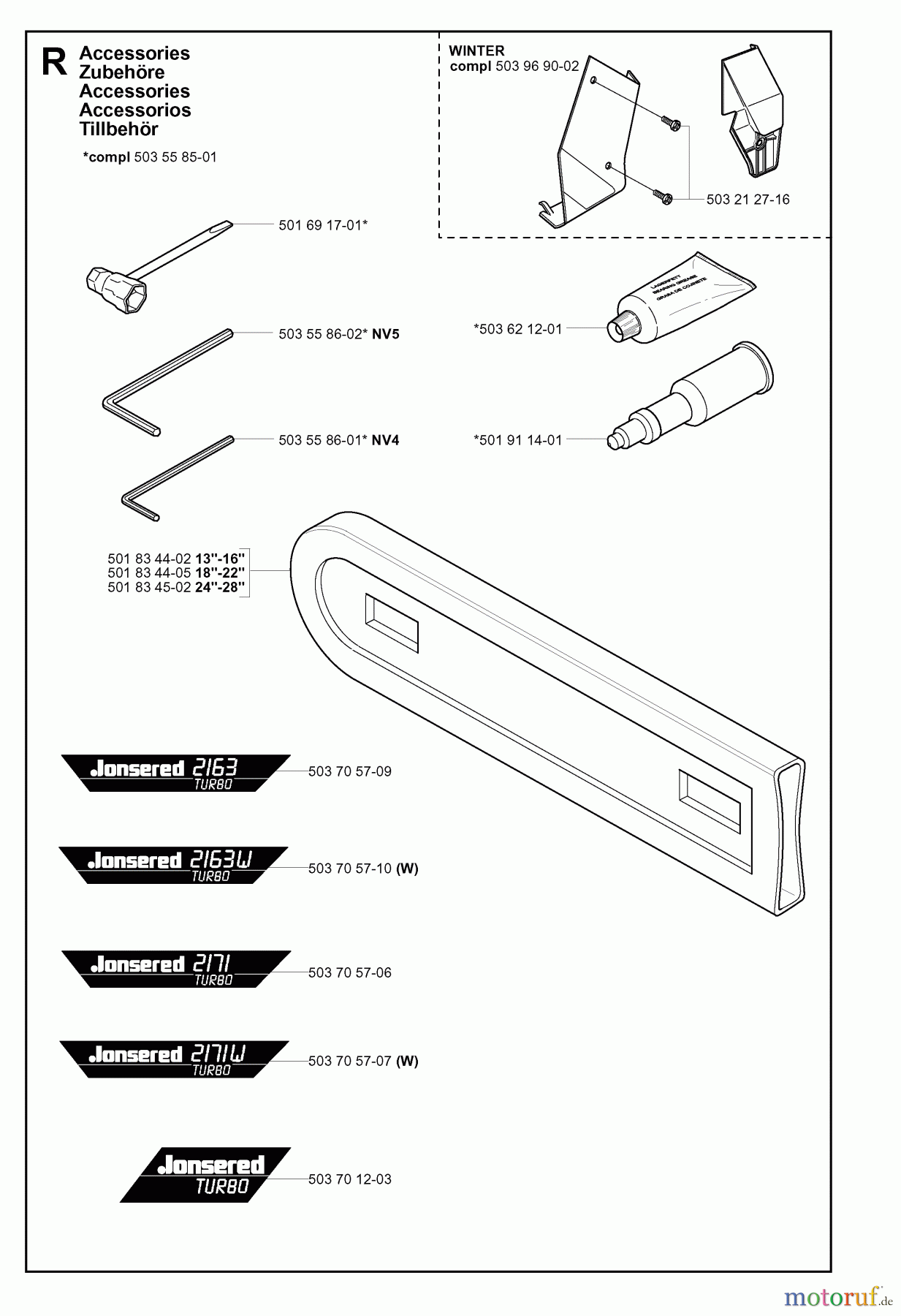  Jonsered Motorsägen 2163 - Jonsered Chainsaw (2001-10) ACCESSORIES