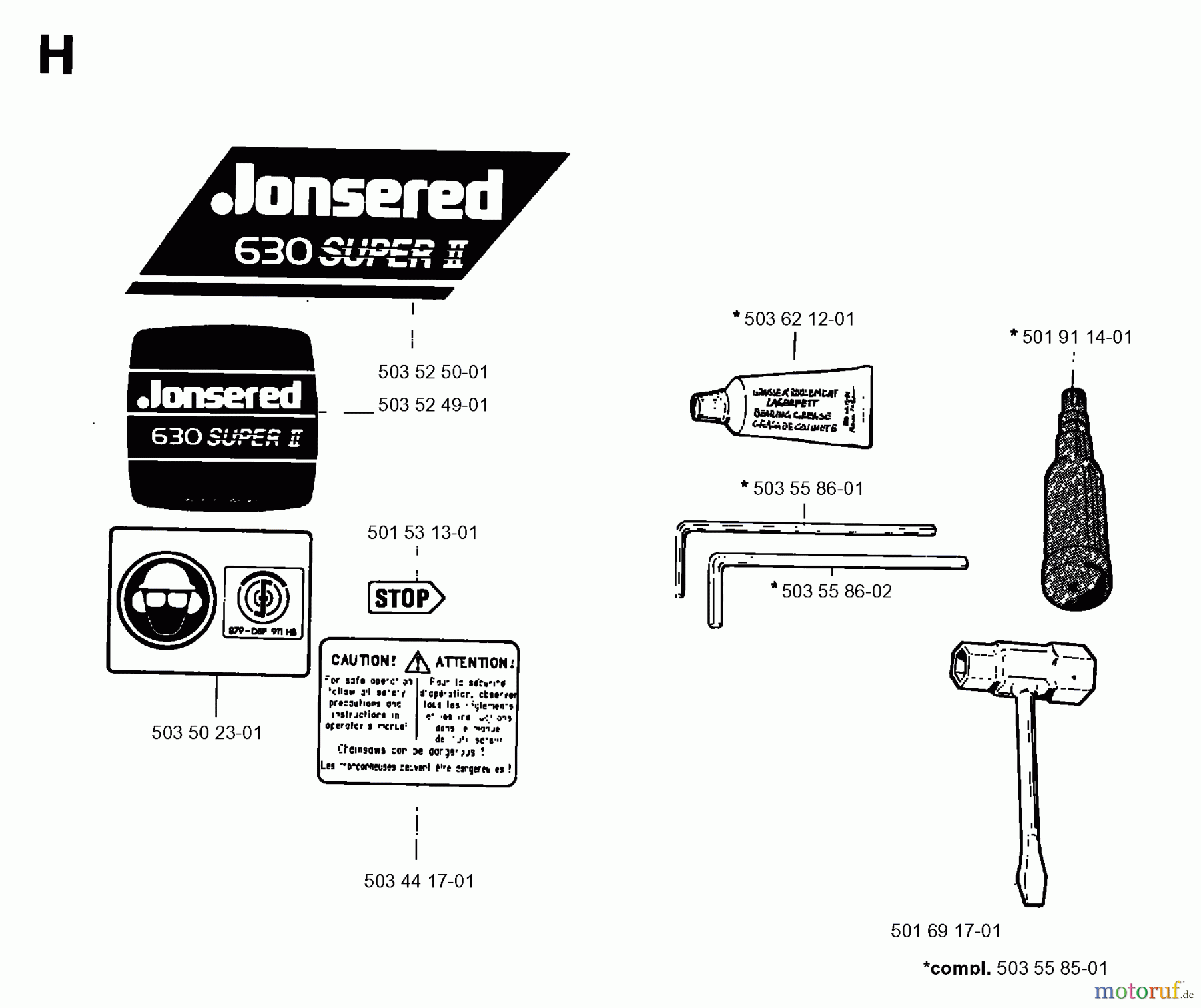  Jonsered Motorsägen 630 SUPER II - Jonsered Chainsaw (1996-09) ACCESSORIES #2