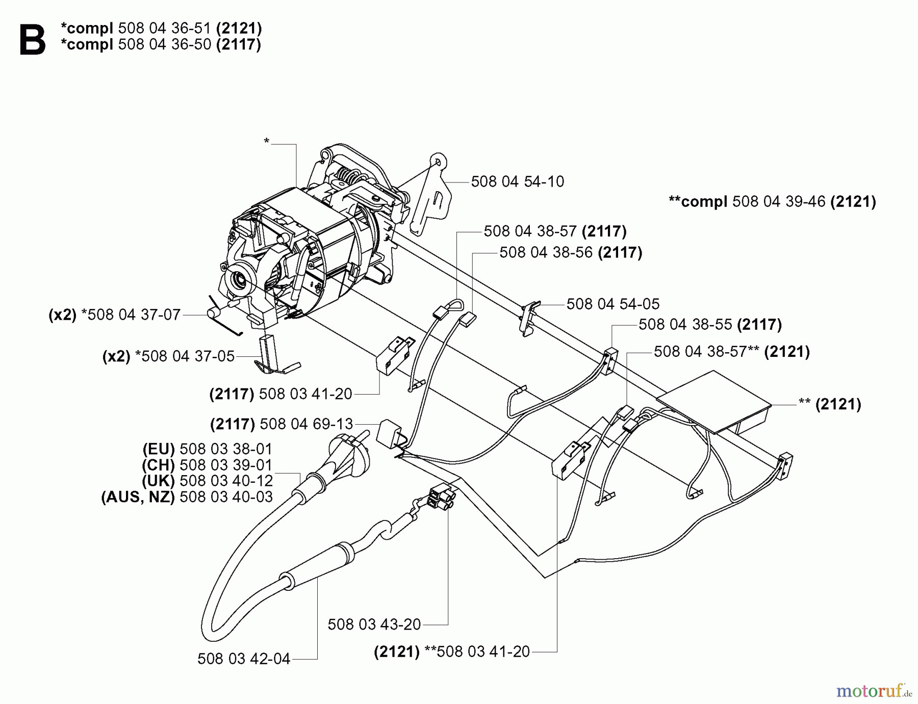  Jonsered Motorsägen CS2117EL - Jonsered Chainsaw (2005-09) MOTOR