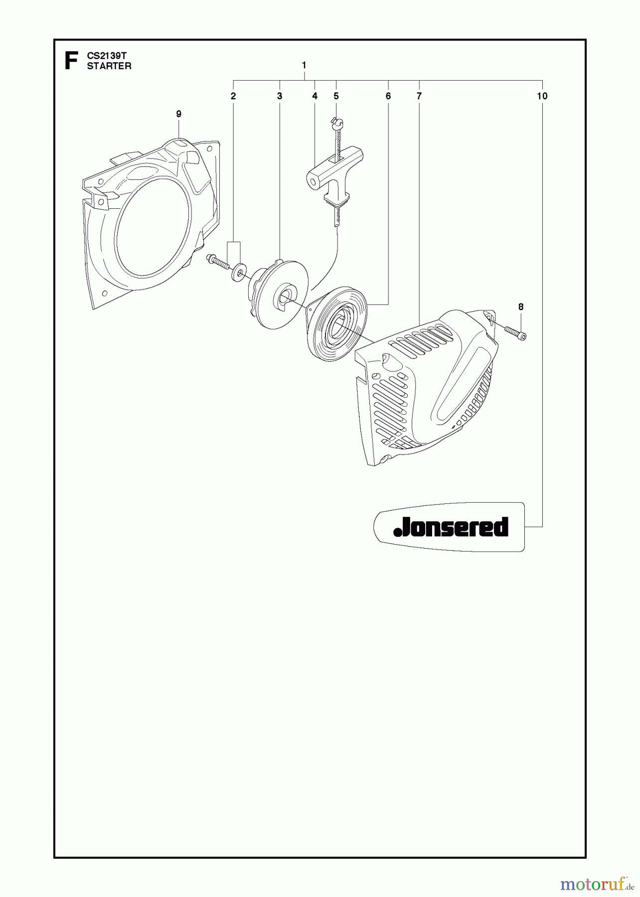  Jonsered Motorsägen CS2139 T - Jonsered Chainsaw (2010-03) STARTER