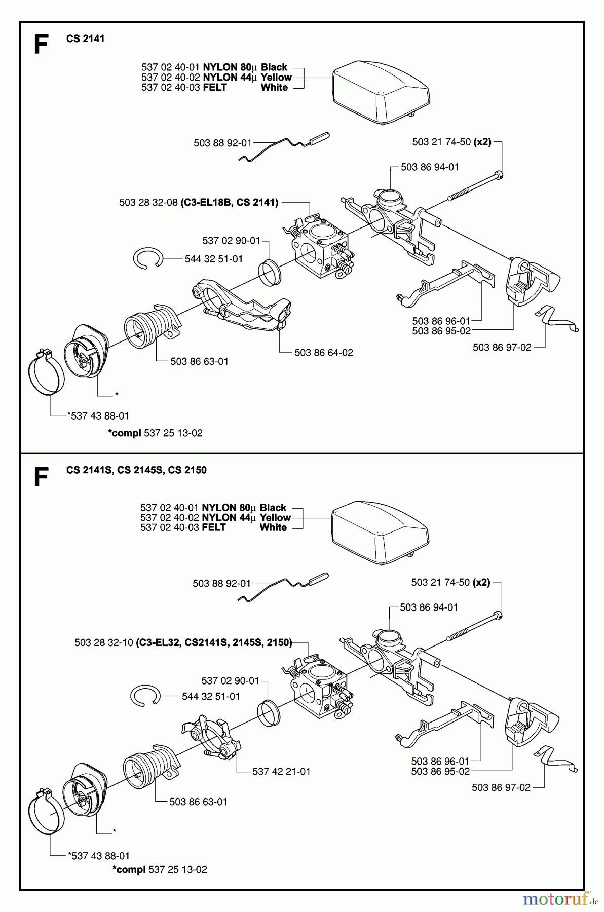  Jonsered Motorsägen CS2145 - Jonsered Chainsaw (2007-01) CARBURETOR AIR FILTER