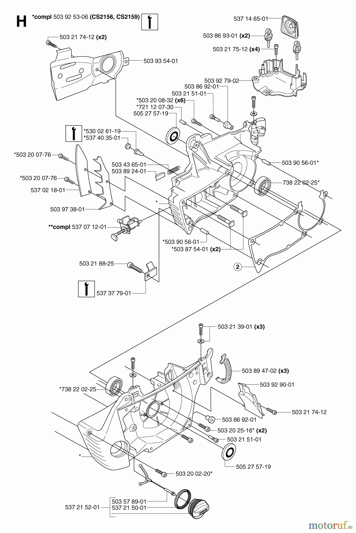  Jonsered Motorsägen CS2156 - Jonsered Chainsaw (2007-03) CRANKCASE #1