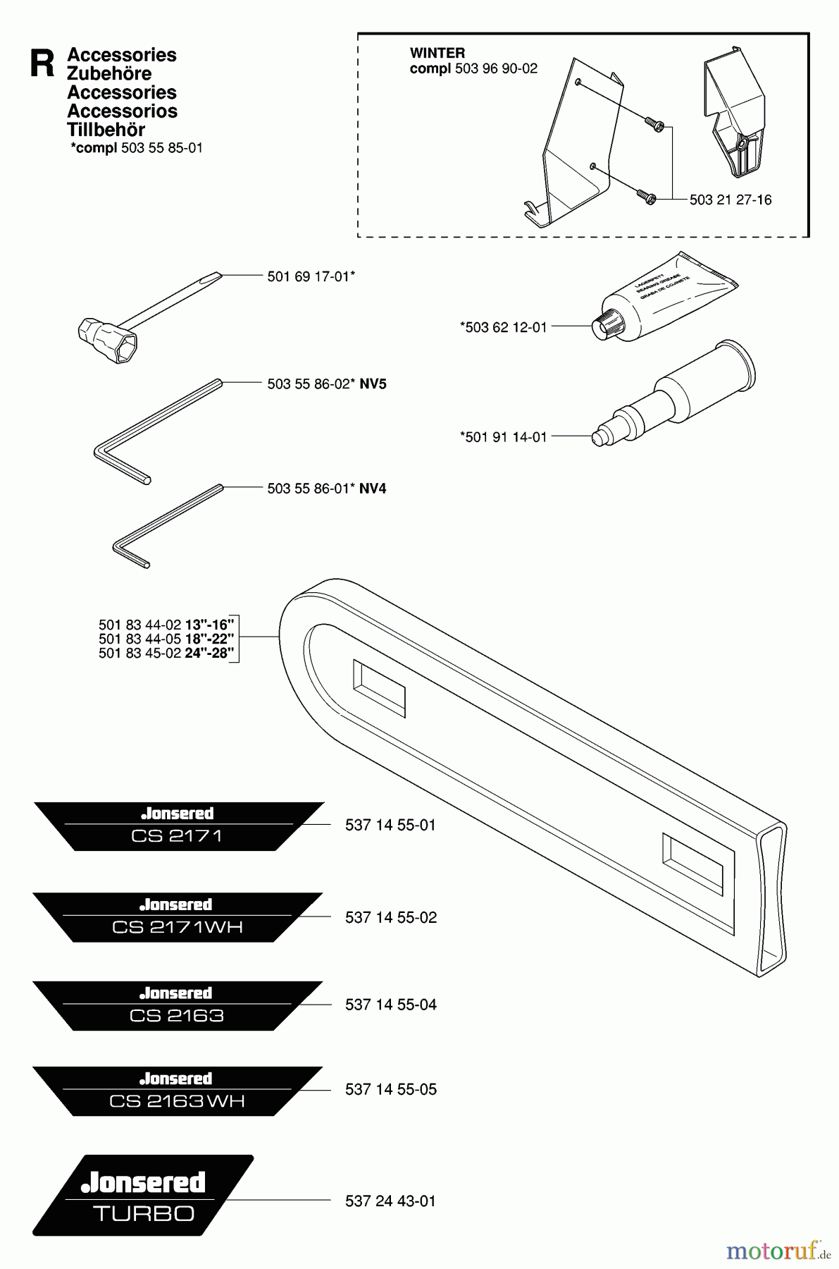  Jonsered Motorsägen CS2163 EPA - Jonsered Chainsaw (2007-01) ACCESSORIES