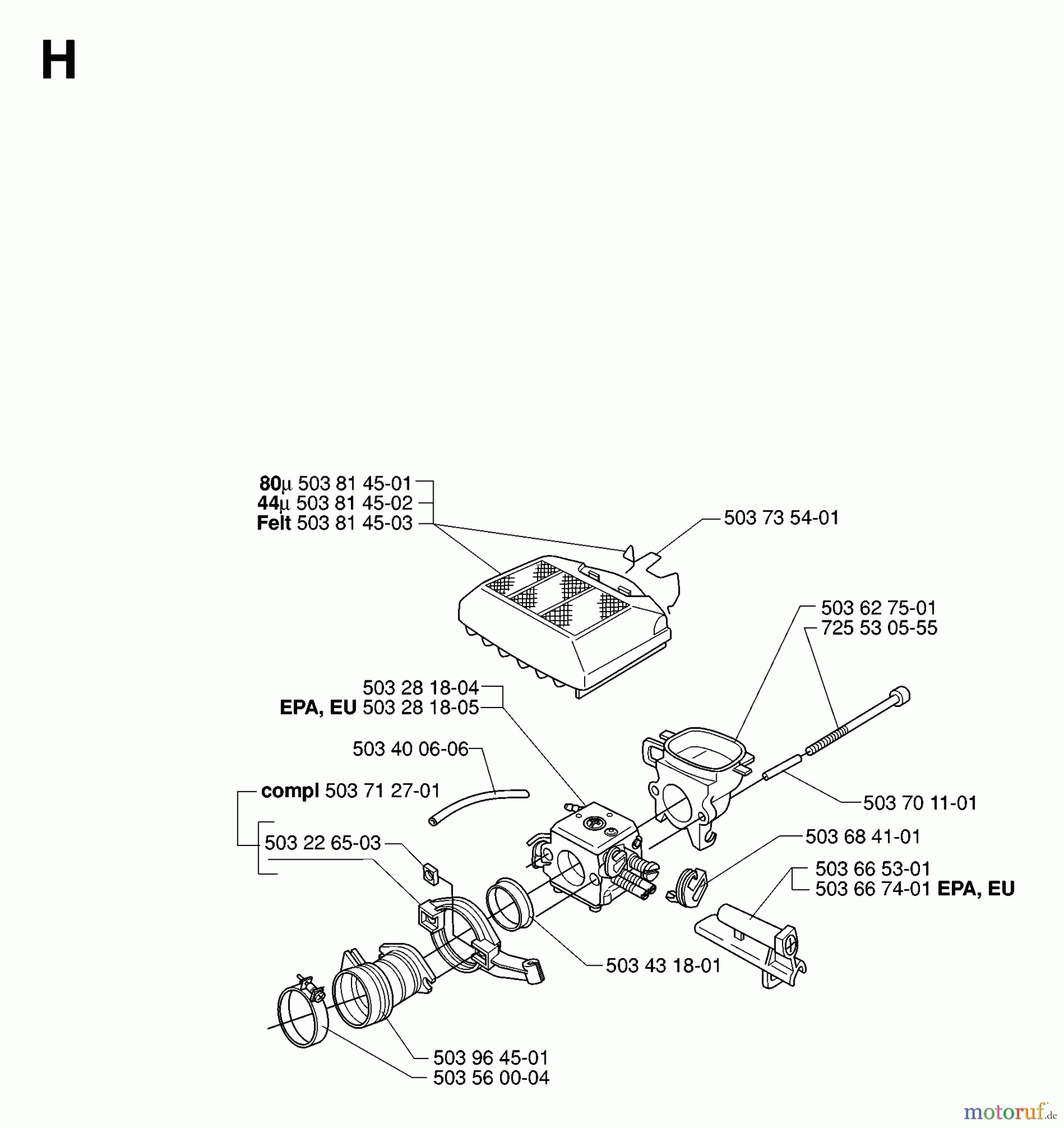  Jonsered Motorsägen CS2163 EPA - Jonsered Chainsaw (2007-01) CARBURETOR AIR FILTER