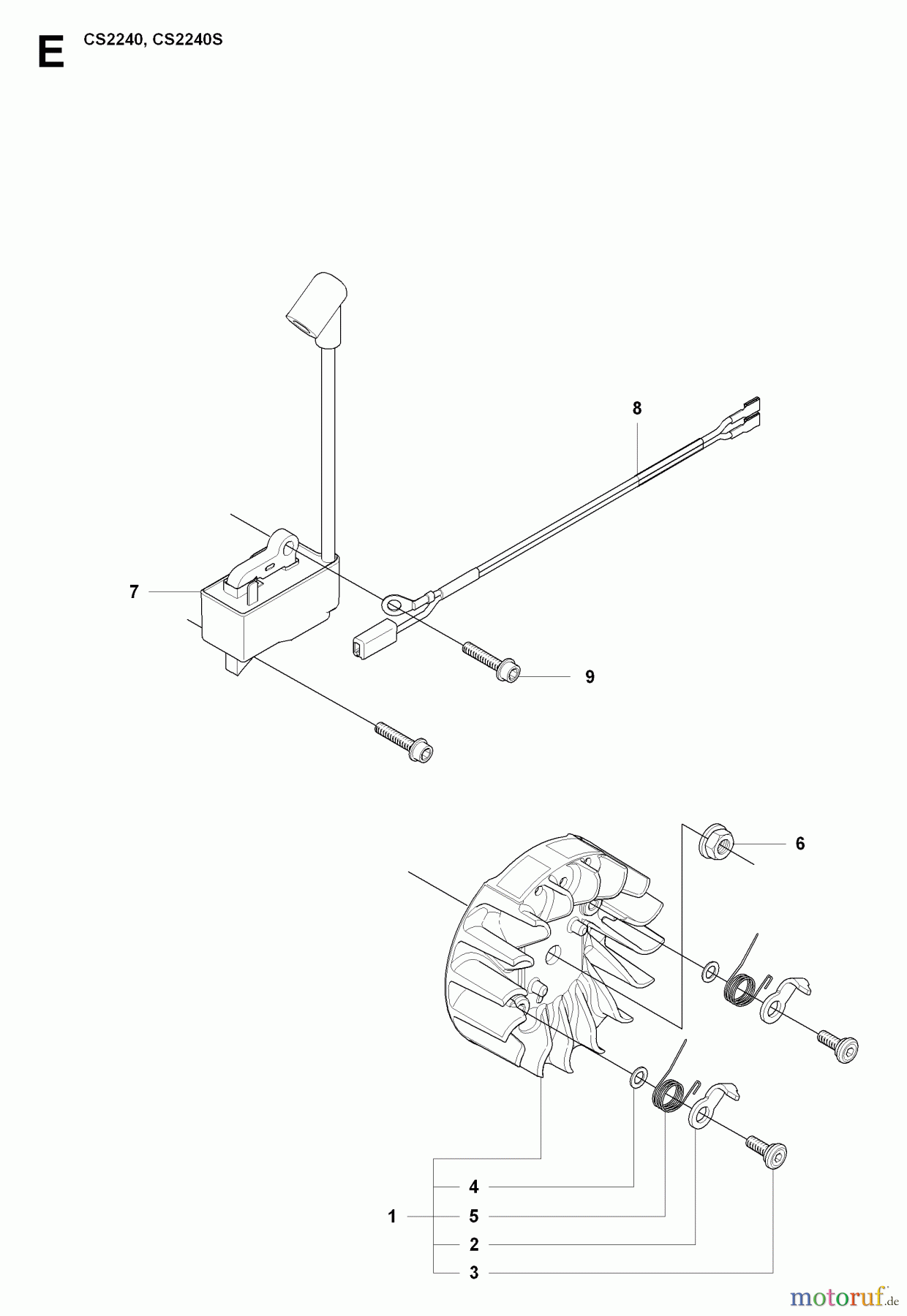  Jonsered Motorsägen CS2240 - Jonsered Chainsaw (2009-02) IGNITION SYSTEM CLUTCH