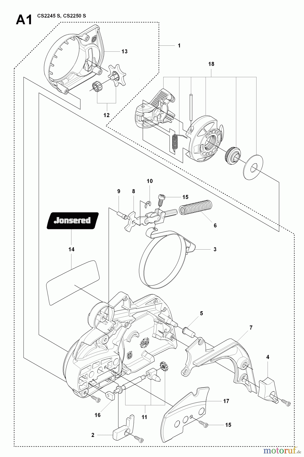  Jonsered Motorsägen CS2245 S - Jonsered Chainsaw (2008-09) CHAIN BRAKE CLUTCH COVER