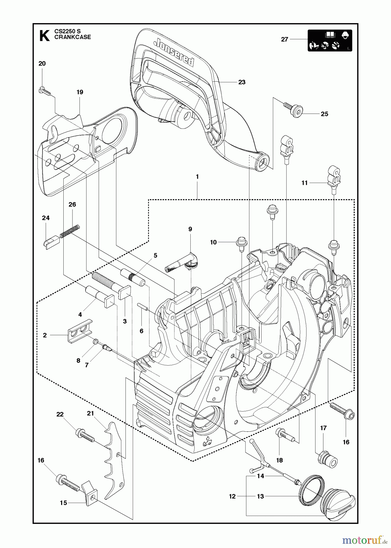  Jonsered Motorsägen CS2250 S - Jonsered Chainsaw (2011-07) CRANKCASE