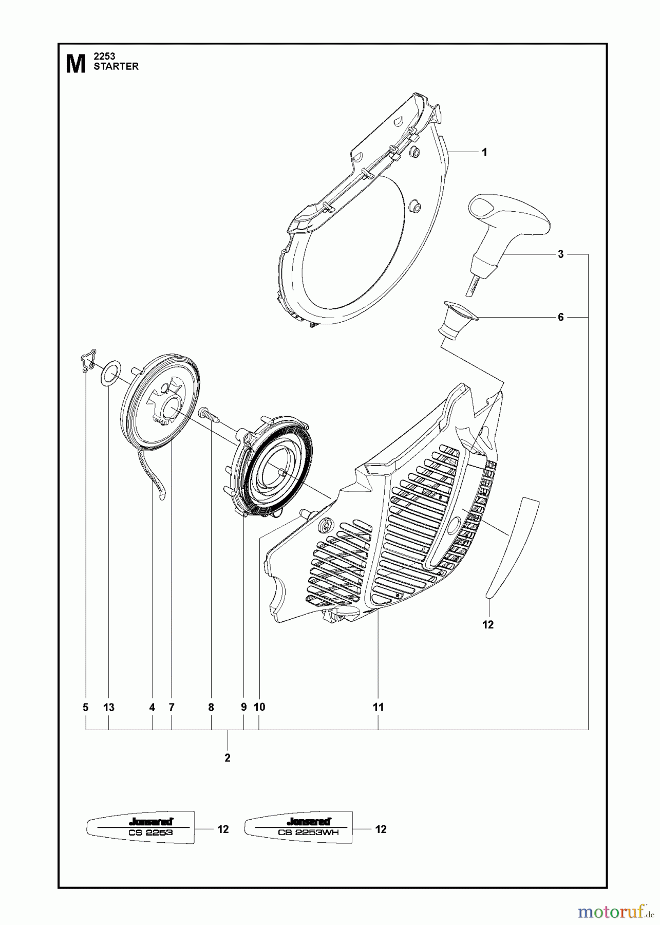  Jonsered Motorsägen CS2253 - Jonsered Chainsaw (2012-07) STARTER