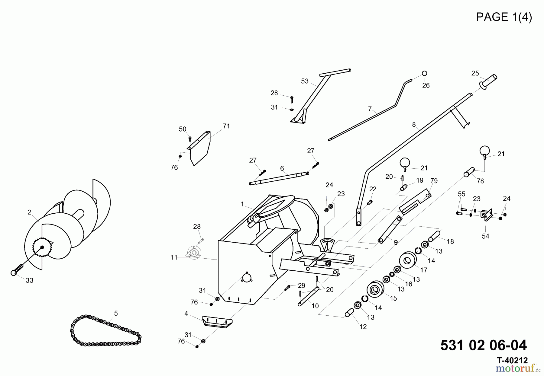  Jonsered Schneefräsen T40212 (531020604) - Jonsered Snow Thrower (1998-09) AUGER HOUSING IMPELLER