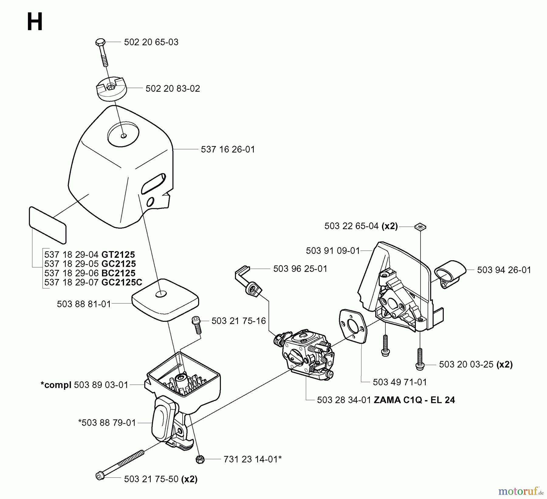  Jonsered Motorsensen, Trimmer GC2125 - Jonsered String/Brush Trimmer (2005-01) CARBURETOR AIR FILTER