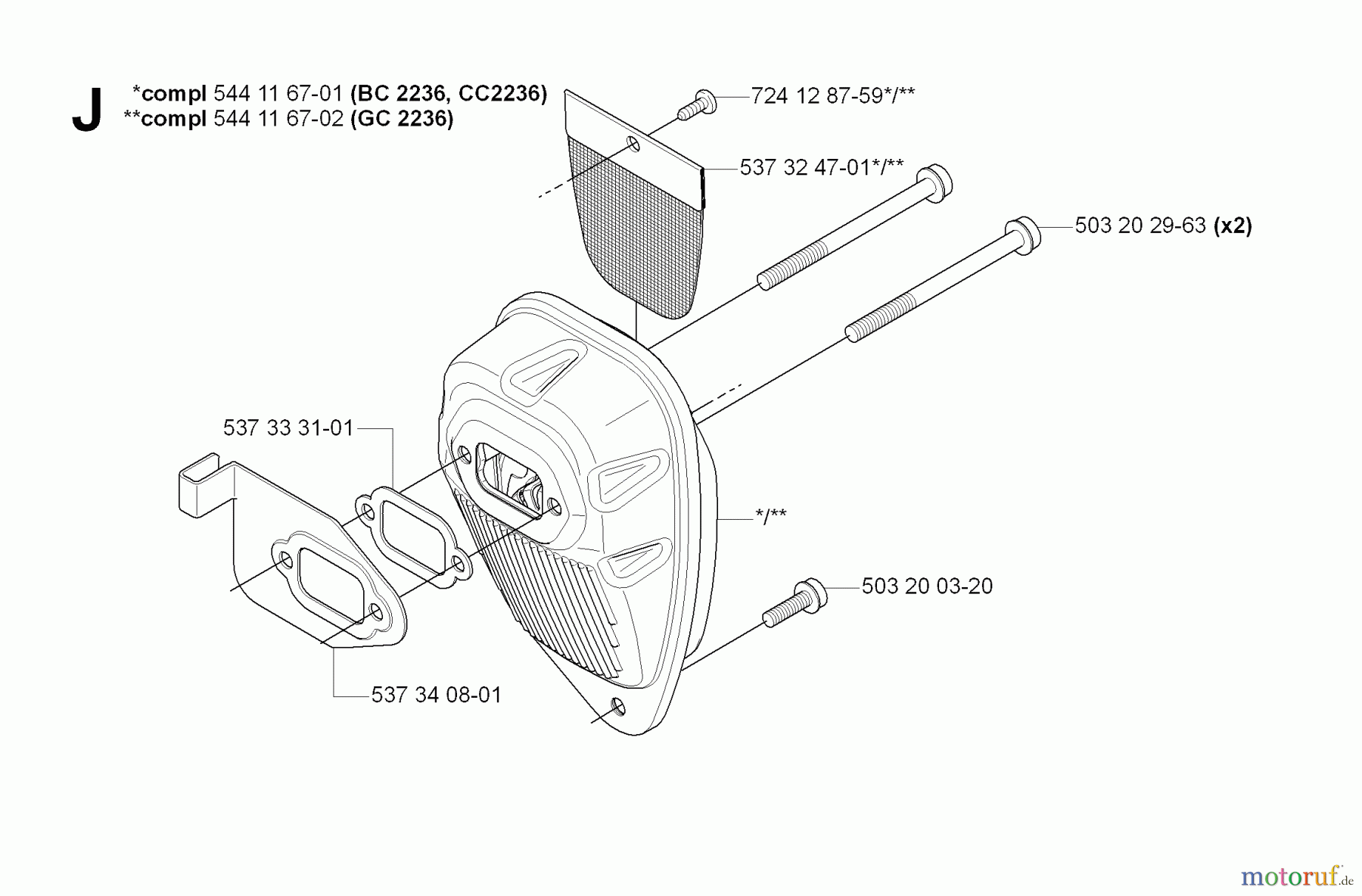  Jonsered Motorsensen, Trimmer GC2236 - Jonsered String/Brush Trimmer (2008-09) MUFFLER